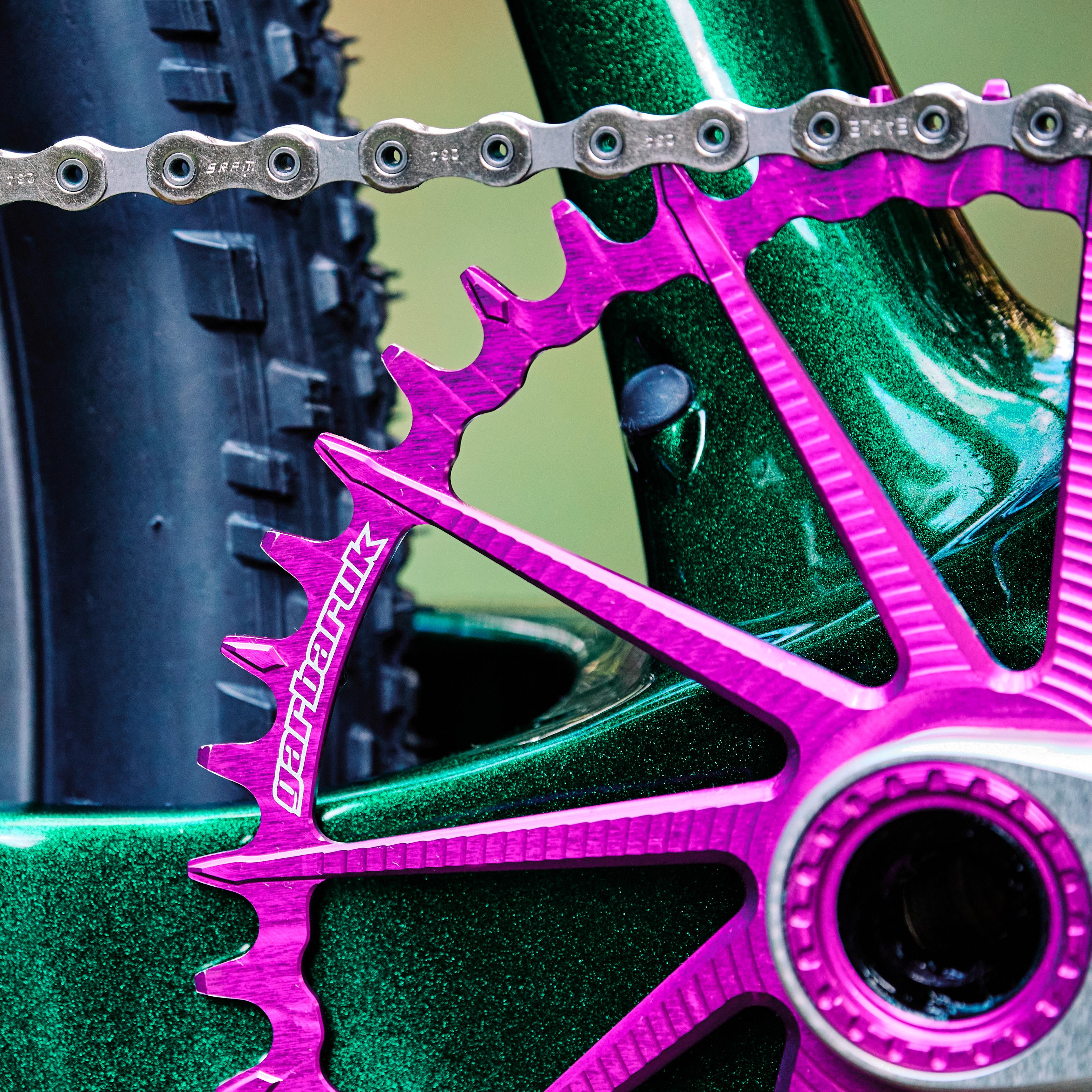Garbaruk DM Road/Gravel chainring in violet, designed for Garbaruk&