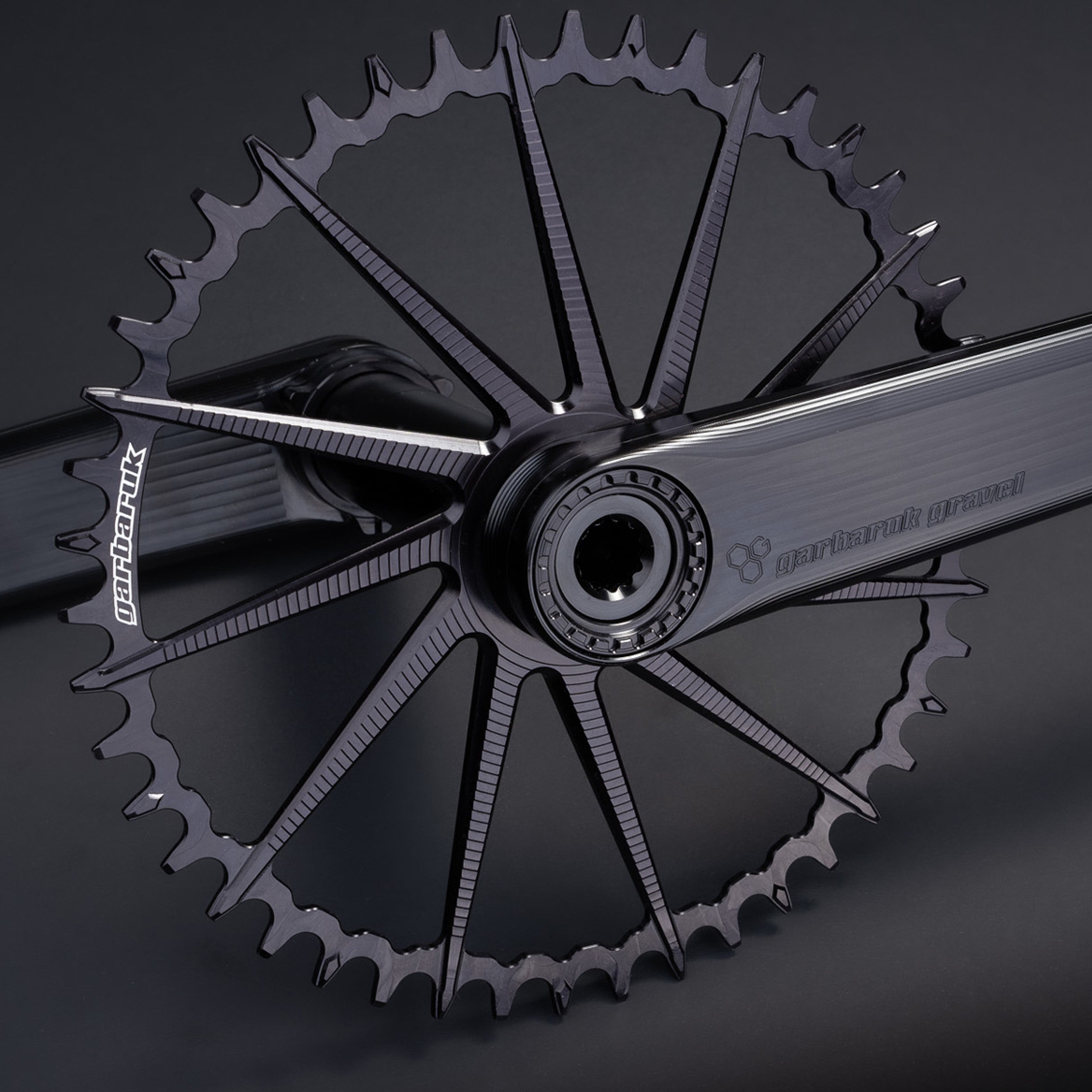 Garbaruk DM Road/Gravel chainring in black, designed for Garbaruk&
