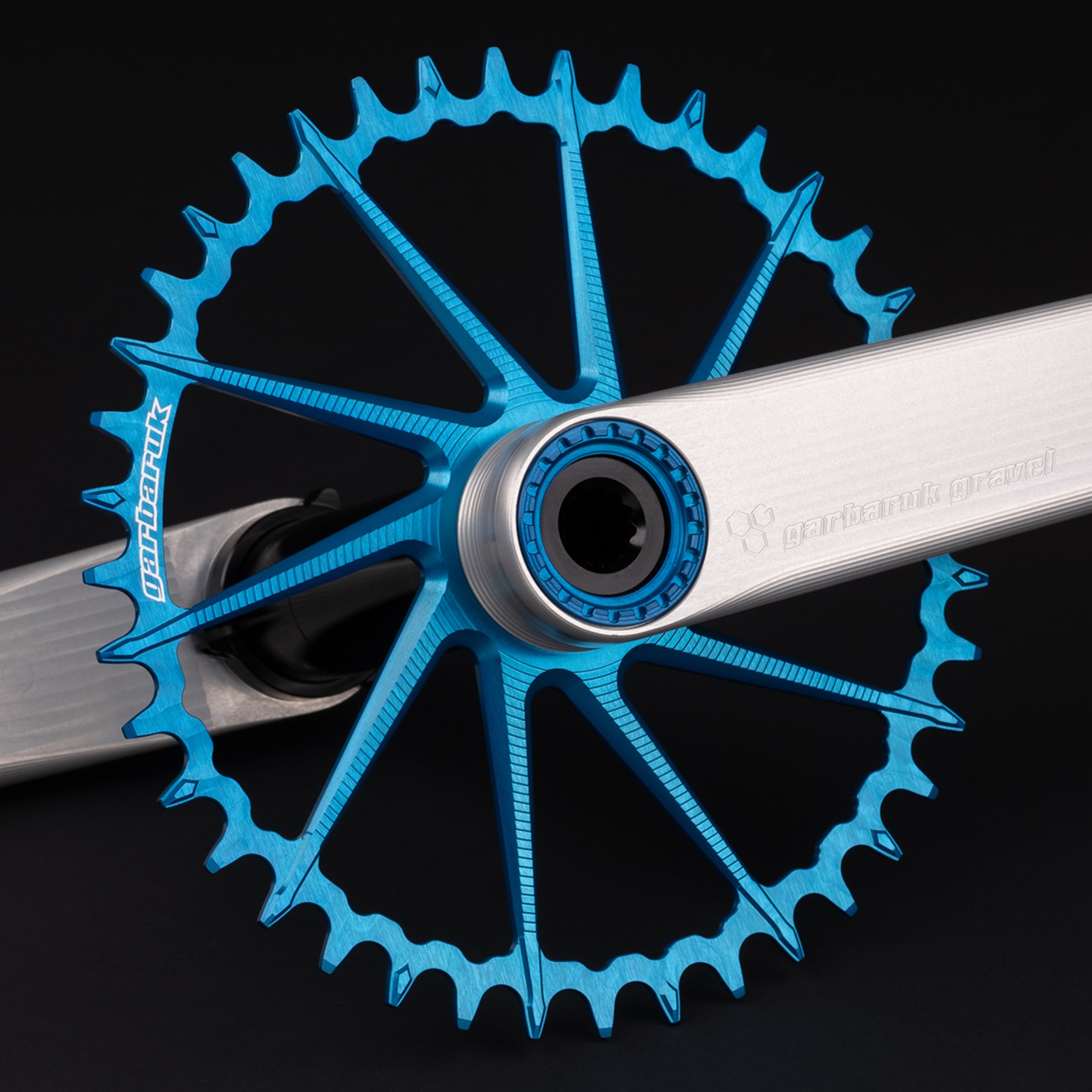 Garbaruk DM Road/Gravel chainring in blue, designed for Garbaruk&