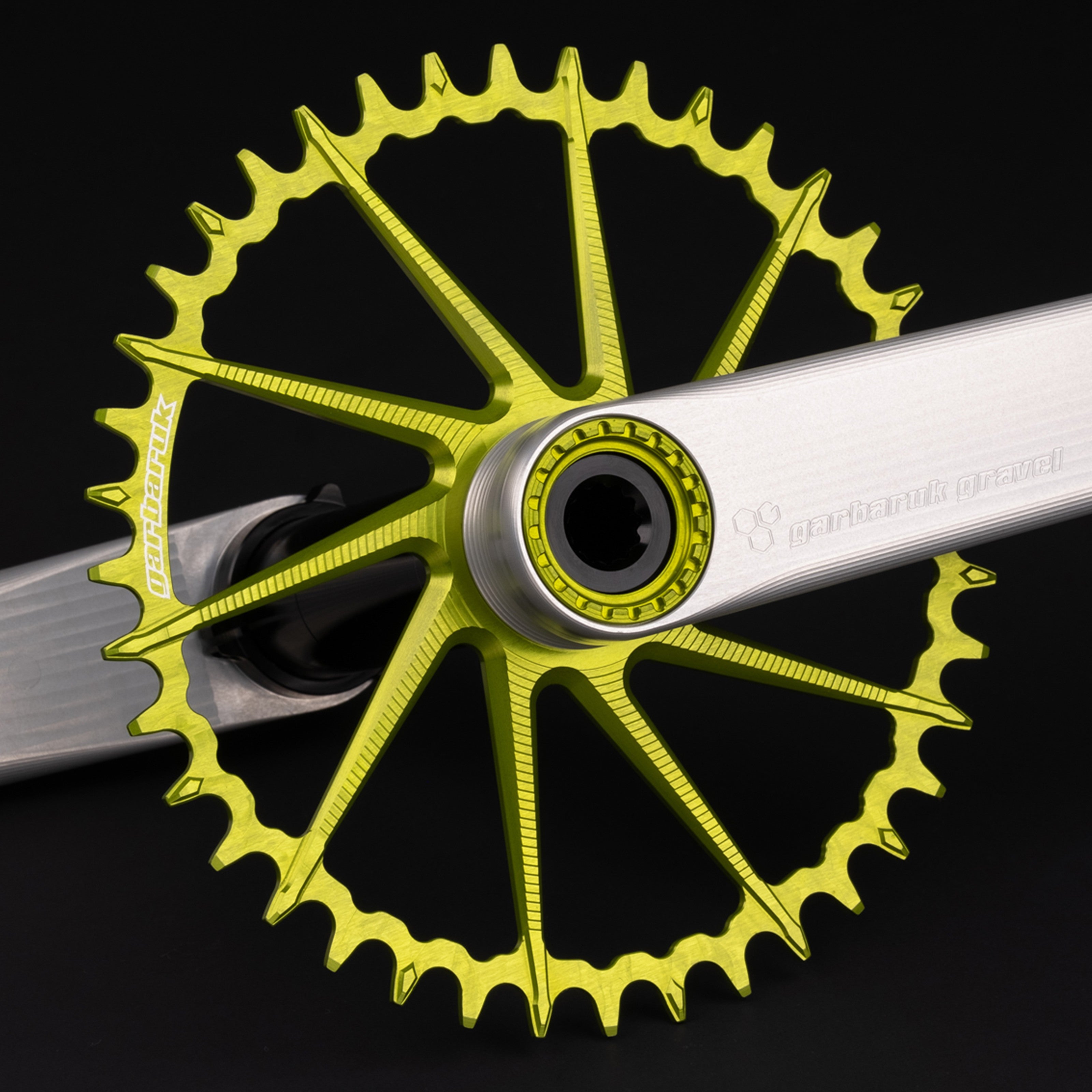 Garbaruk DM Road/Gravel chainring in green, designed for Garbaruk&