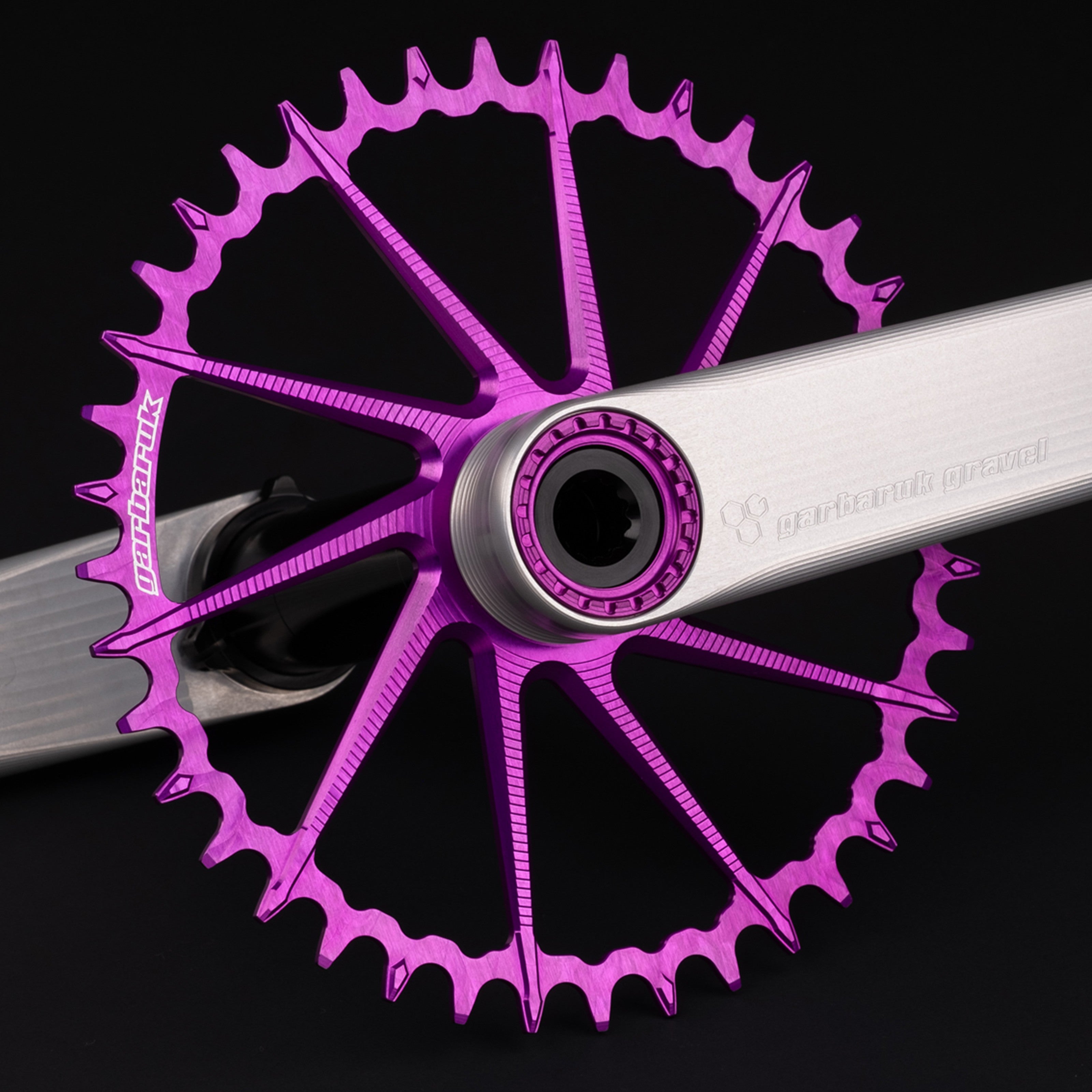 Garbaruk DM Road/Gravel chainring in violet, designed for Garbaruk&