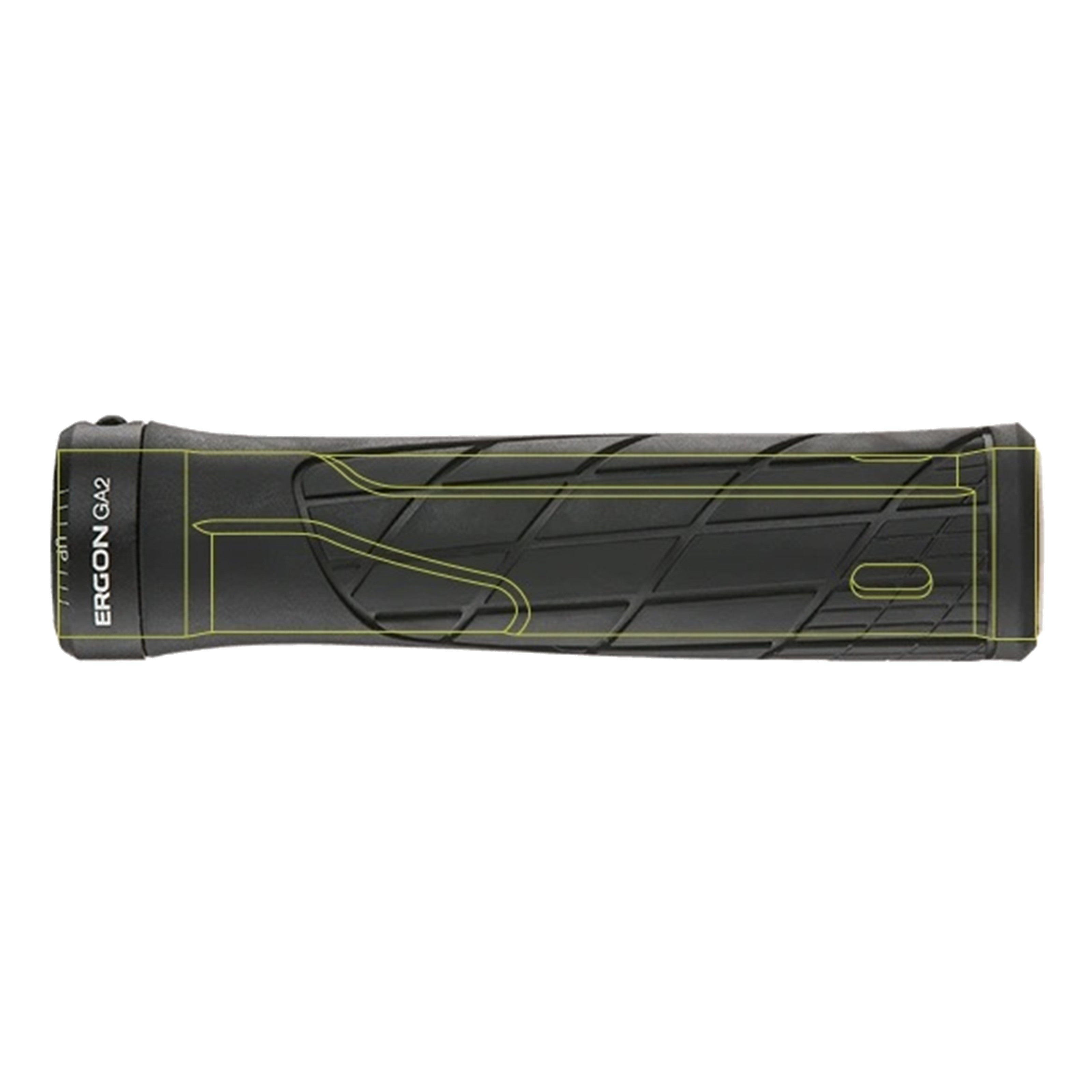 Ergon GA2 grip with overlay showing internal rubber compounds and grip structure