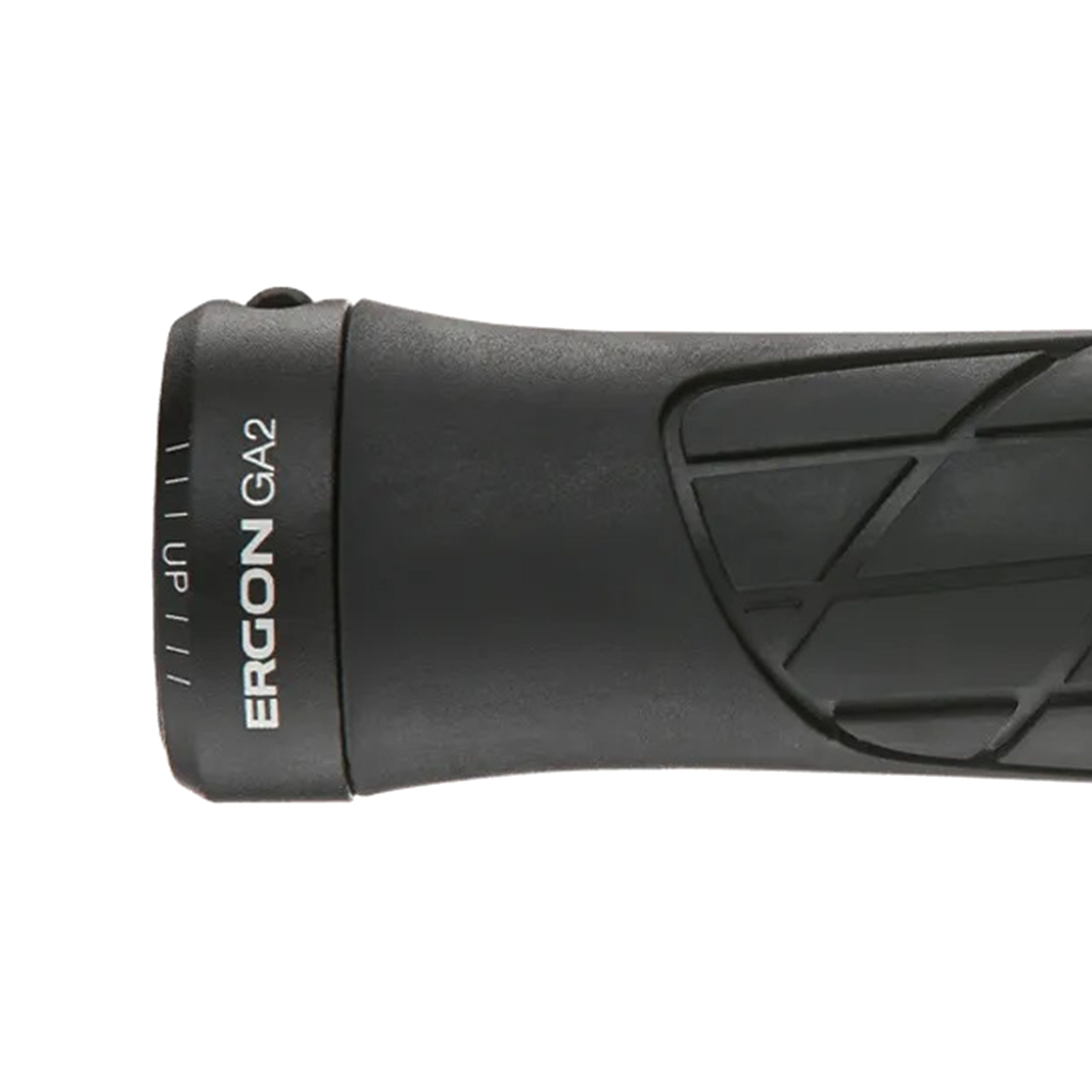 Close up detail of Ergon GA2 grip end.