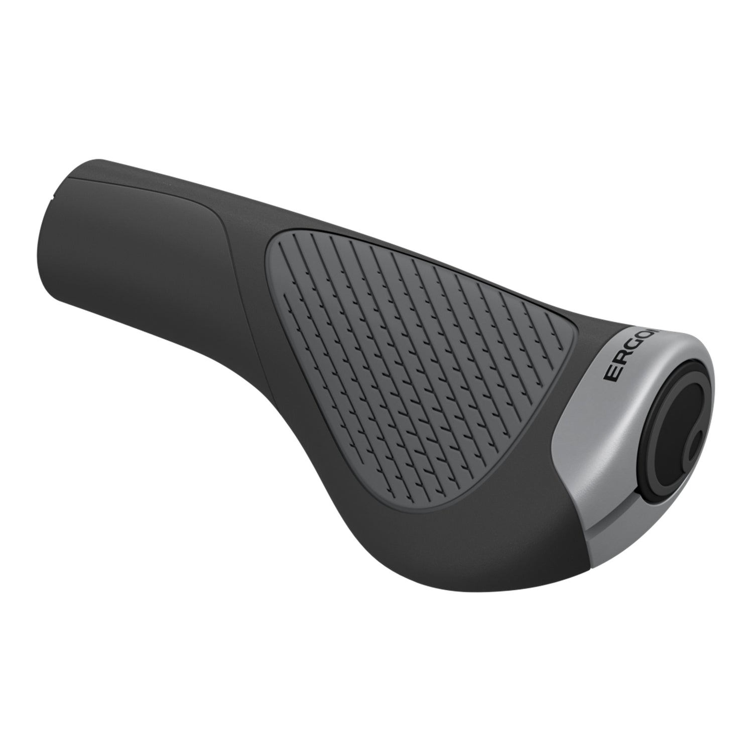 Angled view of a Ergon GP1 Evo grip highlighting wrist-aligning wing design