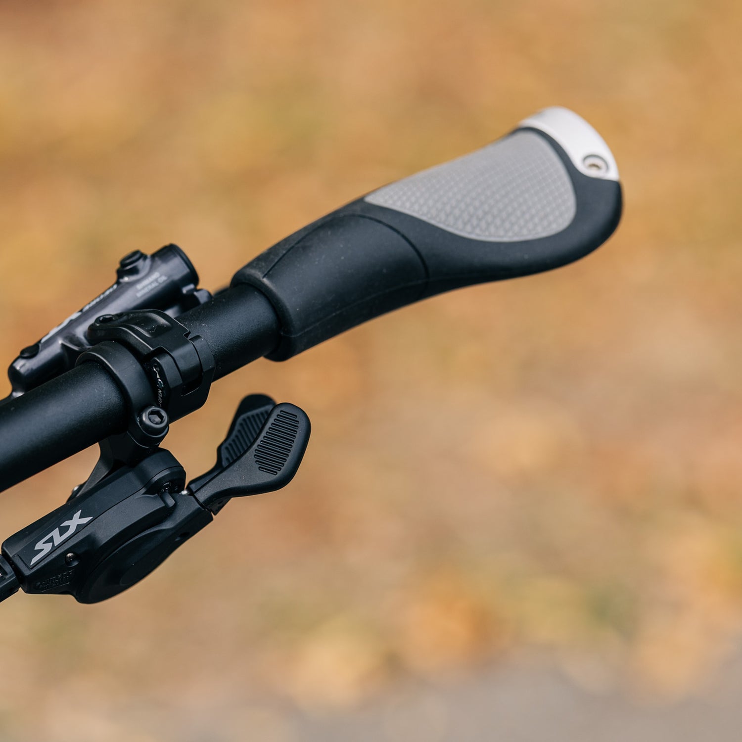 Ergon GP1 Evo grips installed on a flat mountain bike handlebar