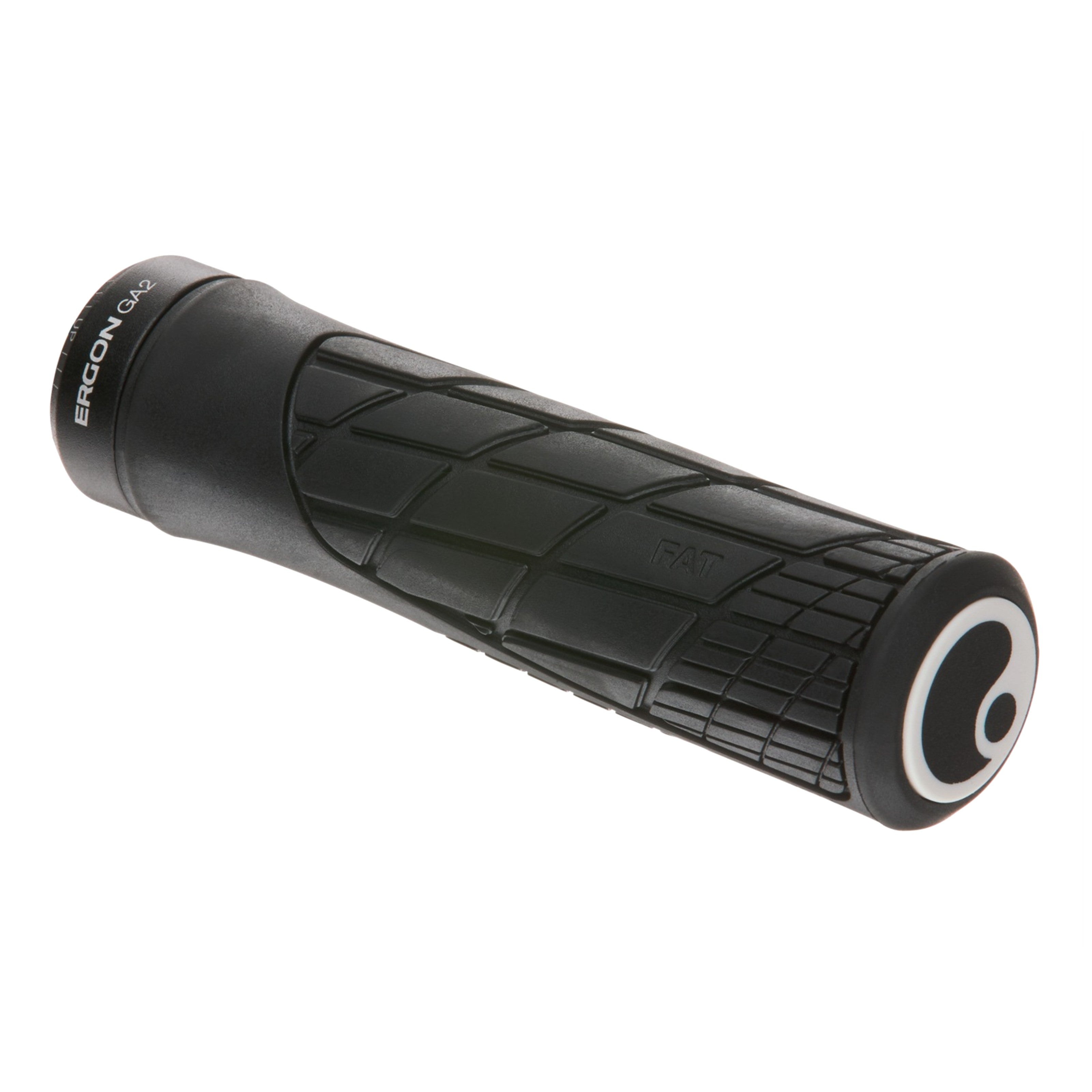Ergon GA2 Fat grips in black, angled studio view showing textured surface and ergonomic shape