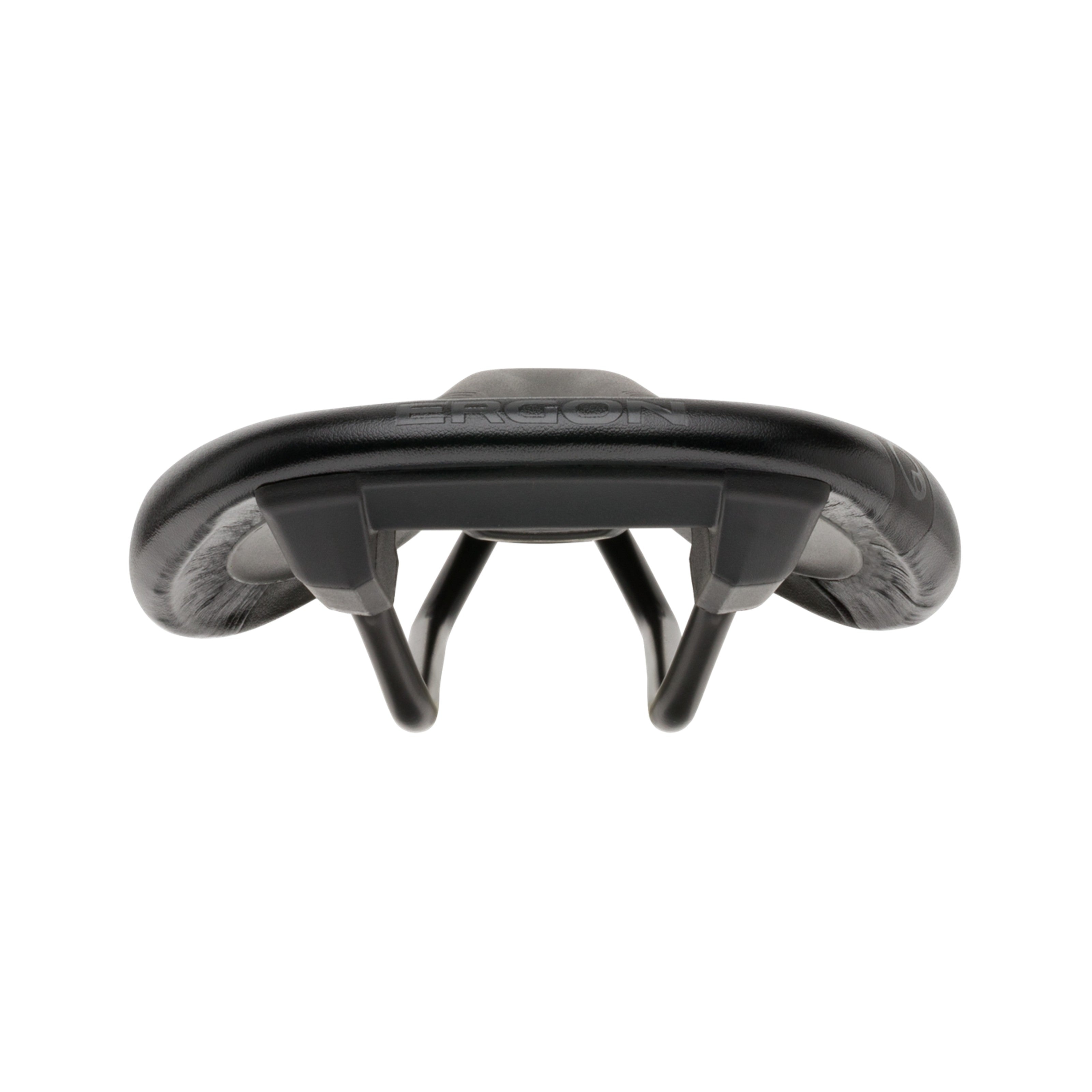 Rear view of Ergon SM Pro Comp saddle showing sit bone support and rear design