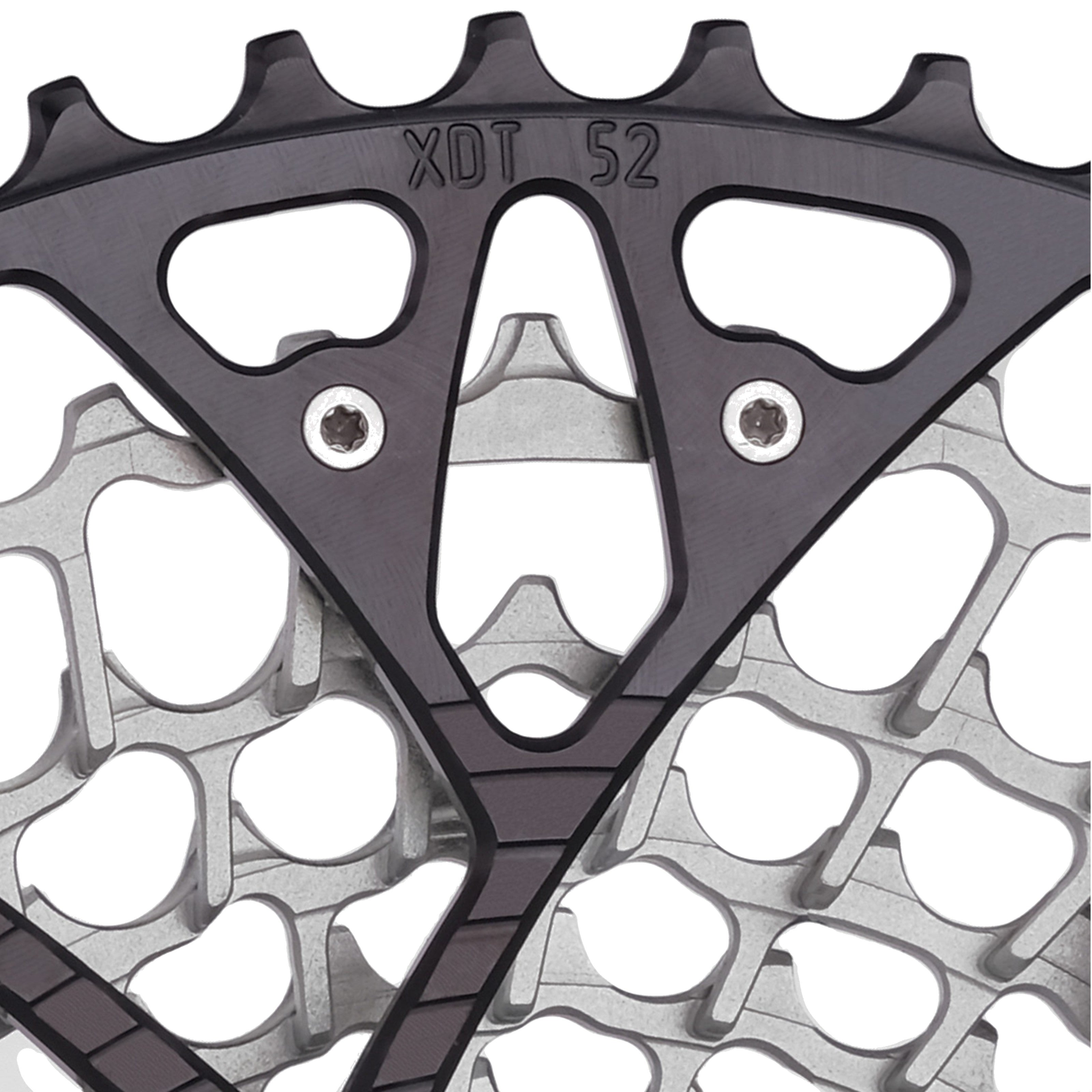 Close-up tooth detail on a Garbaruk 12sp GEN2.0 MTB cassette for SRAM Eagle Transmission in black