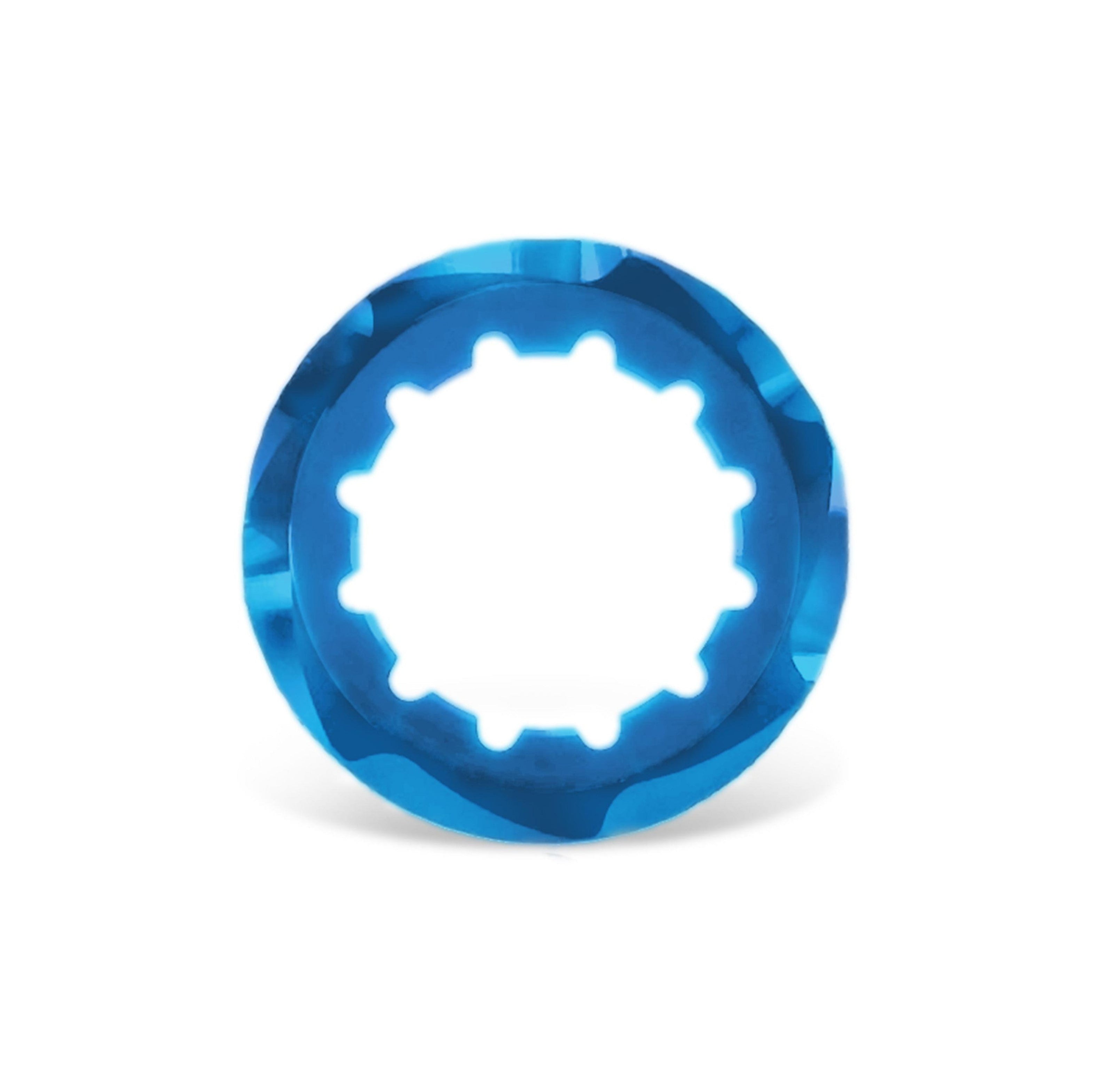 Garbaruk cassette lockring in blue, precision CNC-machined for use with Garbaruk cassettes