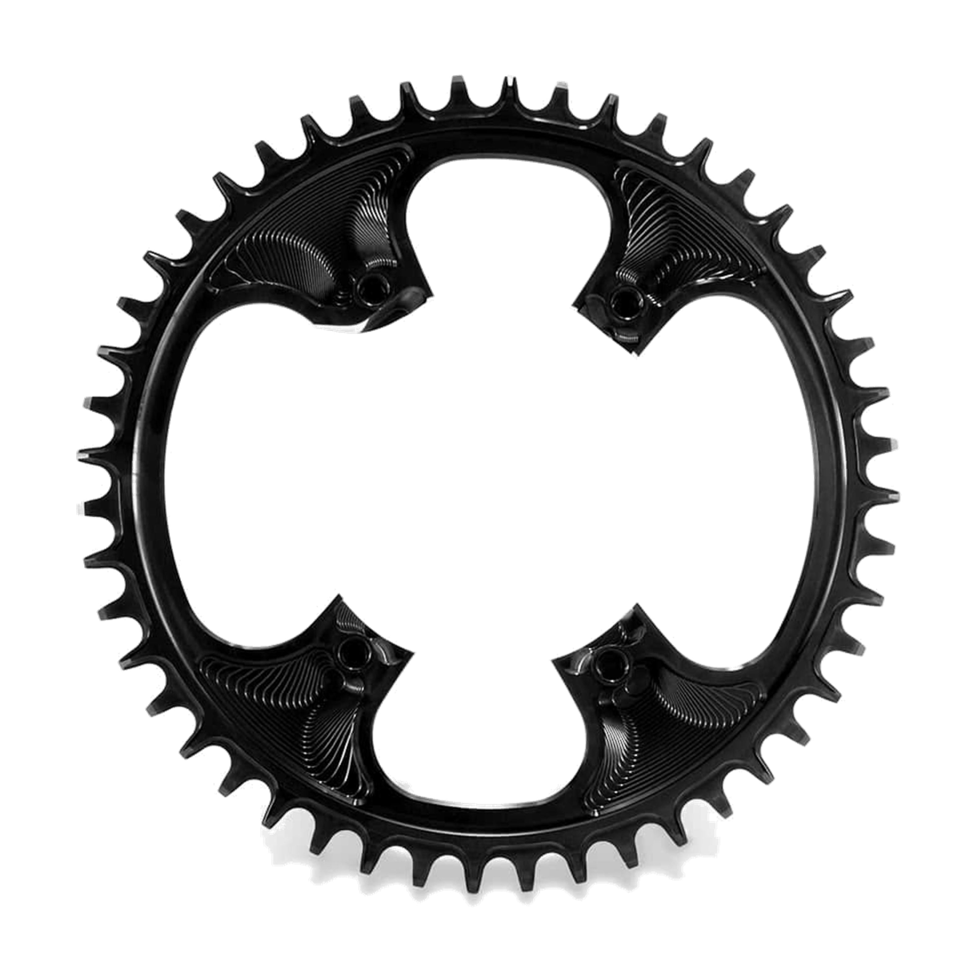Garbaruk Shimano Ultegra 8000 Chainring in black, highlighting CNC-machined precision and unique tooth shaping