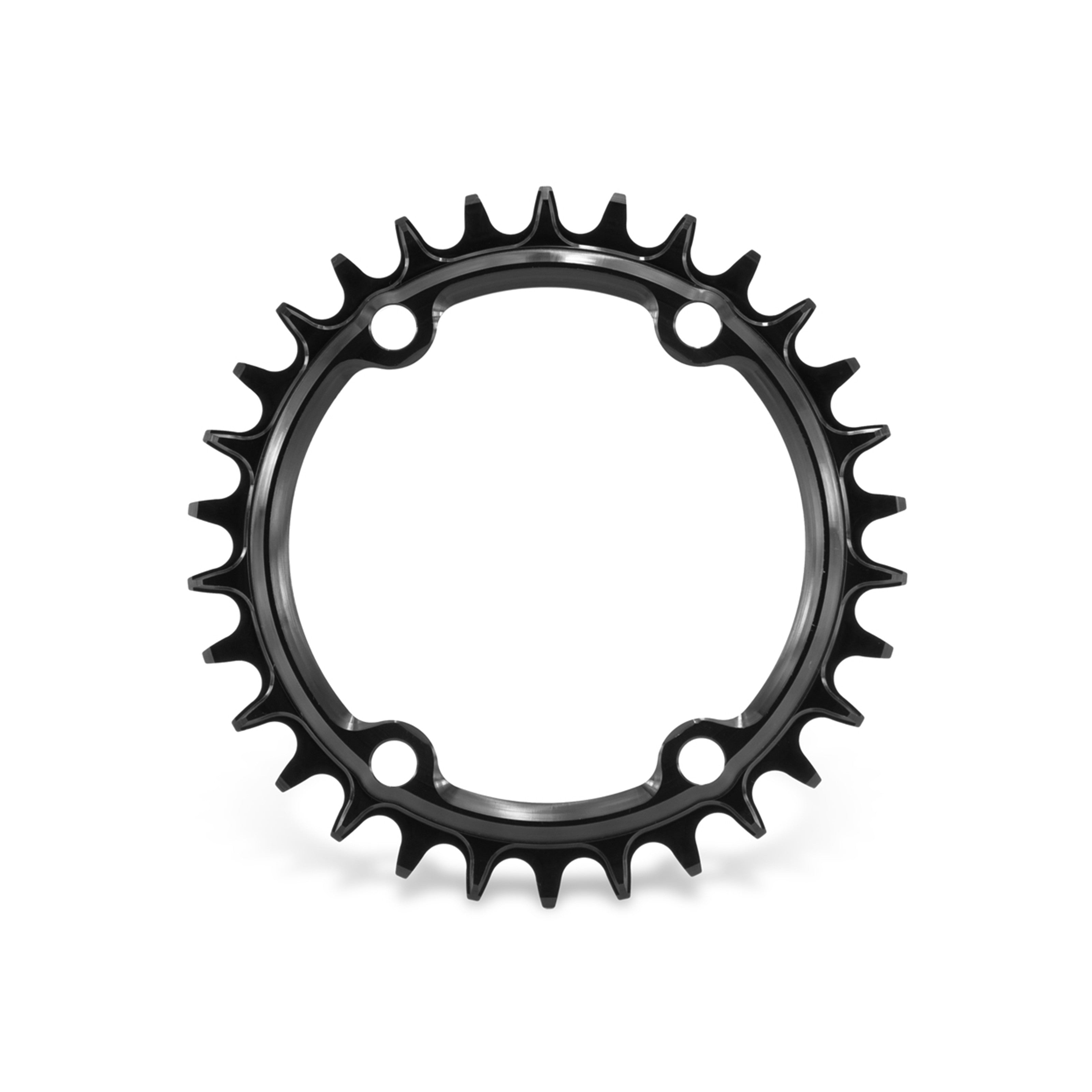 Garbaruk 96 BCD chainring in black for Shimano M6000 M7000 M8000 cranksets, CNC-machined with unique tooth profiling for optimal chain retention