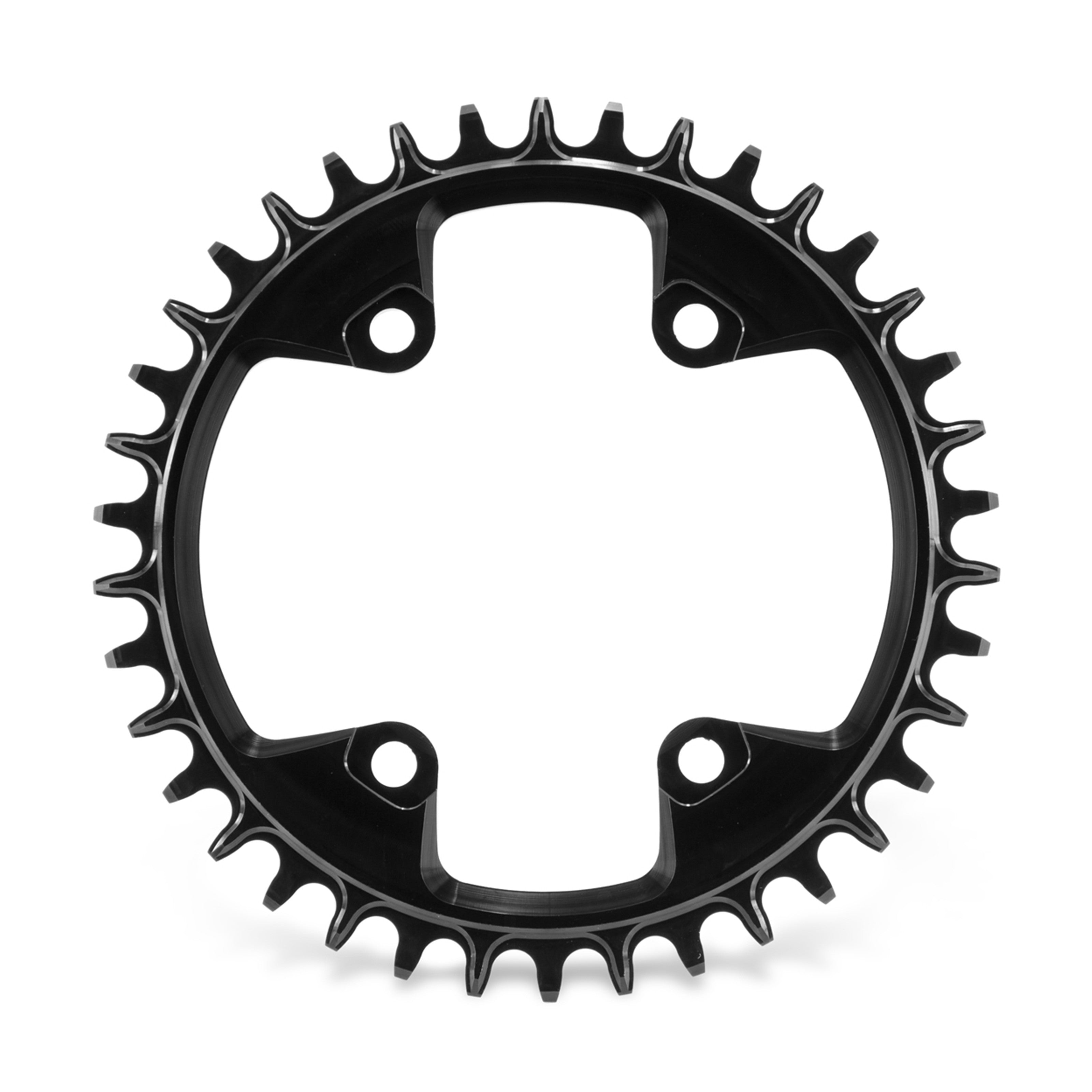 Garbaruk 96 BCD 38T chainring in black for Shimano M6000 M7000 M8000 cranksets, CNC-machined with unique tooth profiling for optimal chain retention