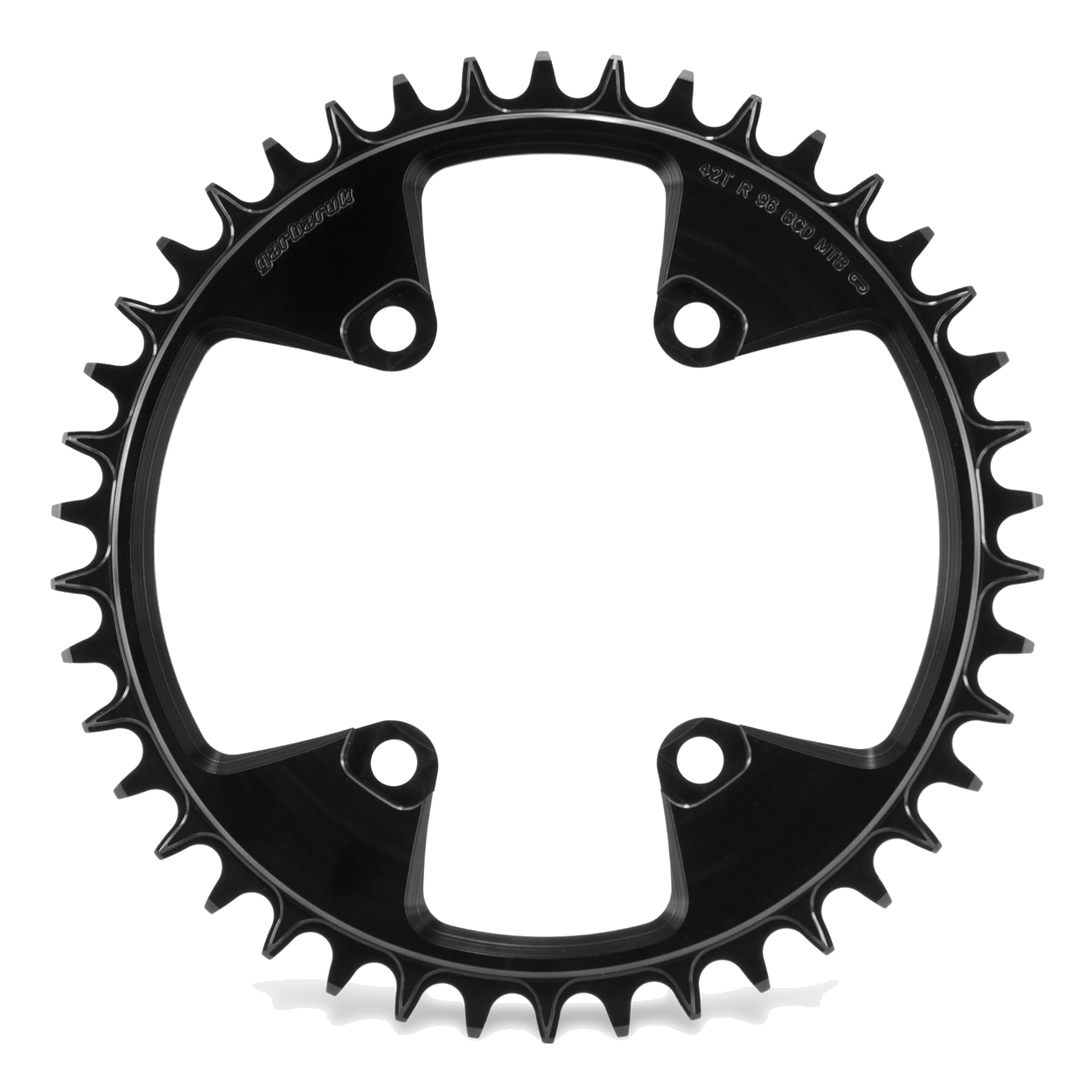 Garbaruk 96 BCD 42T chainring in black for Shimano M6000 M7000 M8000 cranksets, CNC-machined with unique tooth profiling for optimal chain retention