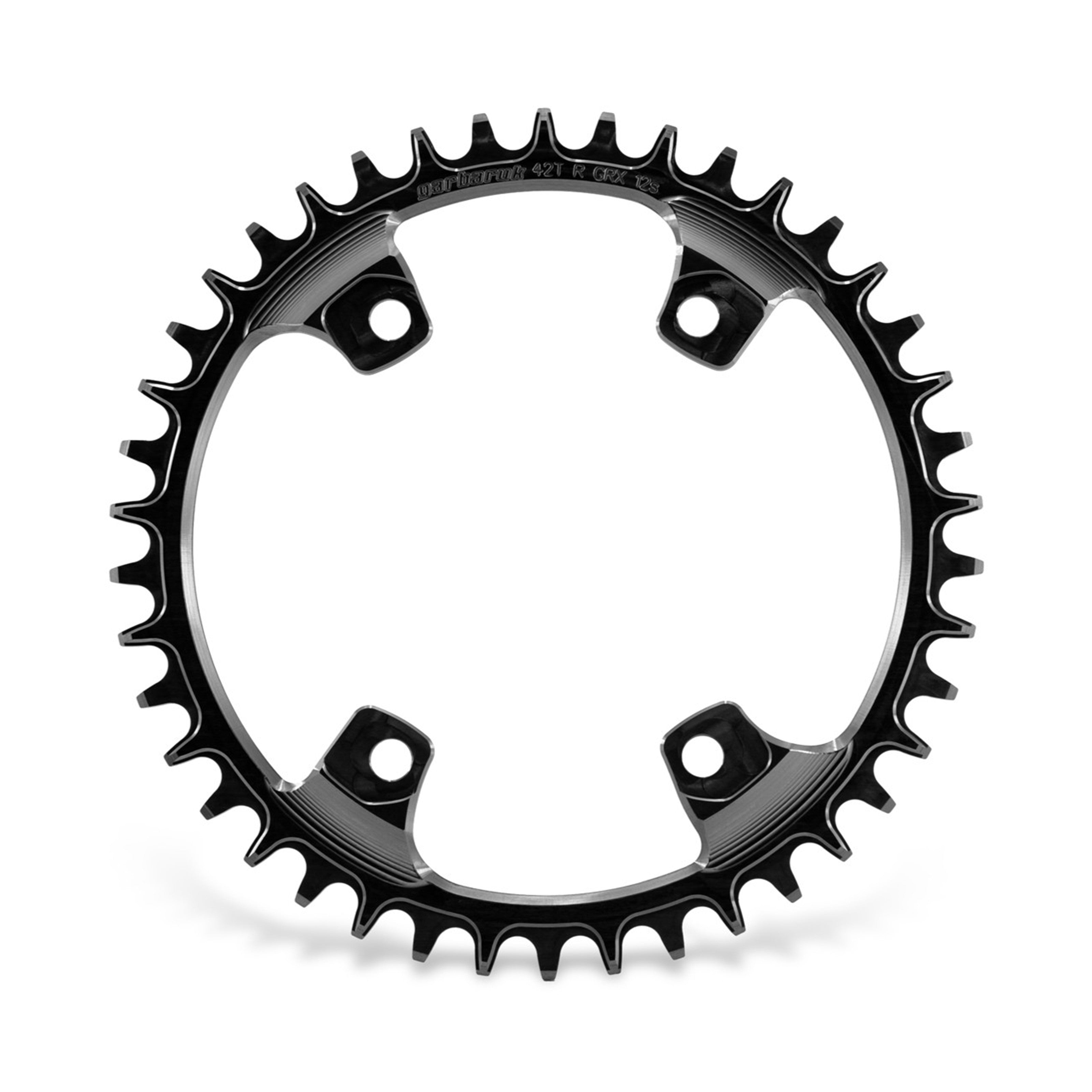 Garbaruk Chainring for Shimano GRX 42T black, highlighting narrow-wide tooth pattern and precision CNC-engineered design
