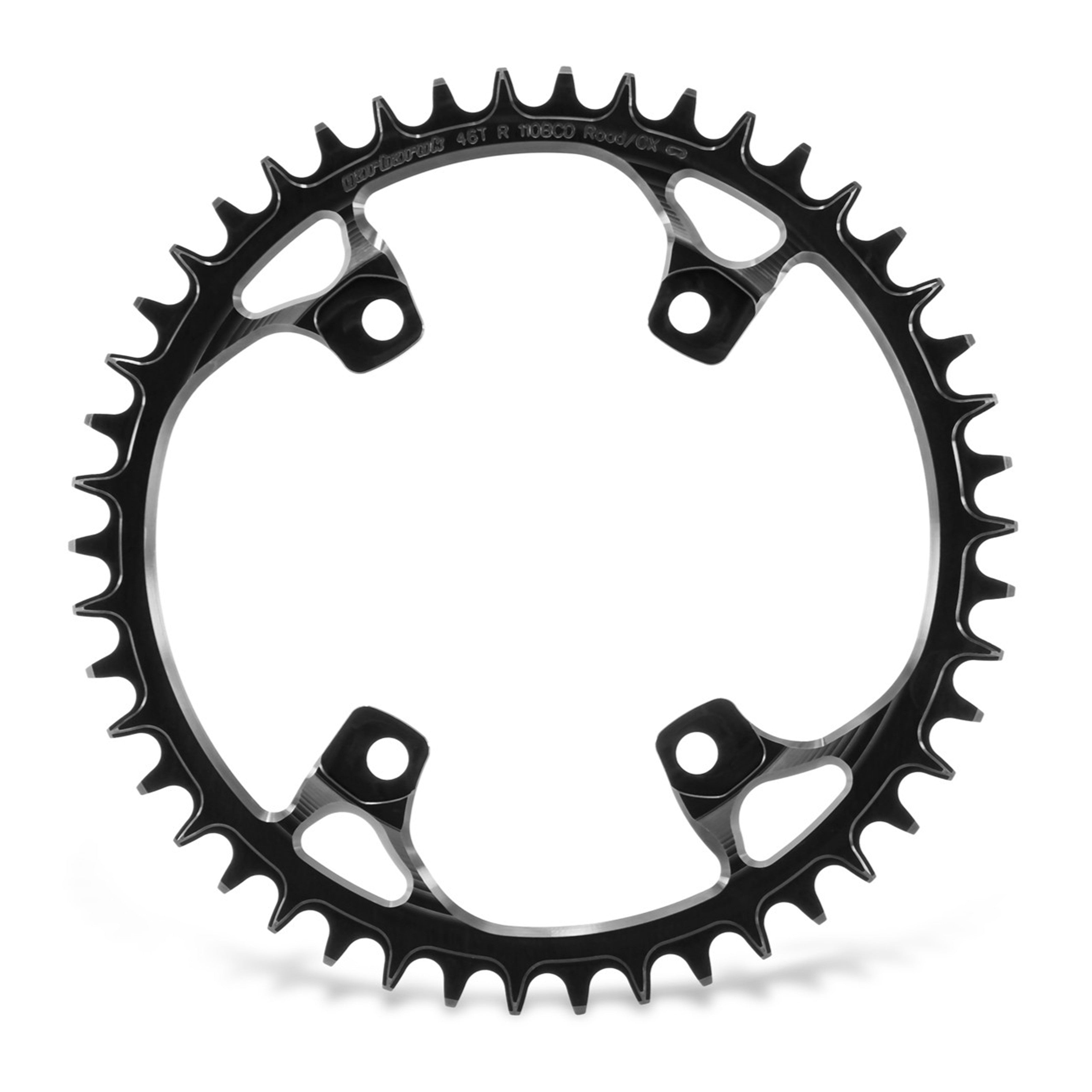 Garbaruk Chainring for Shimano GRX 46T black, highlighting narrow-wide tooth pattern and precision CNC-engineered design