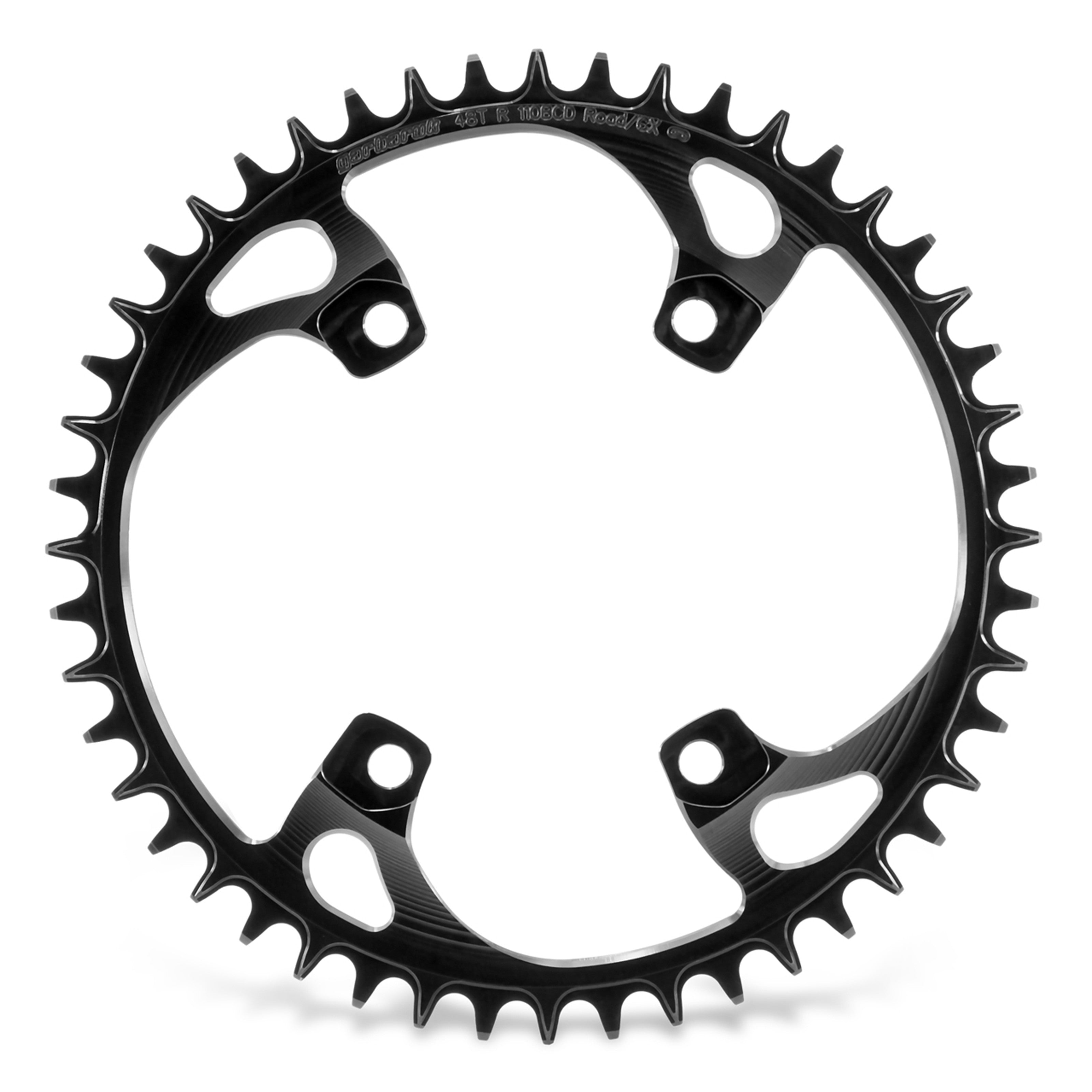 Garbaruk Chainring for Shimano GRX 48T black, highlighting narrow-wide tooth pattern and precision CNC-engineered design