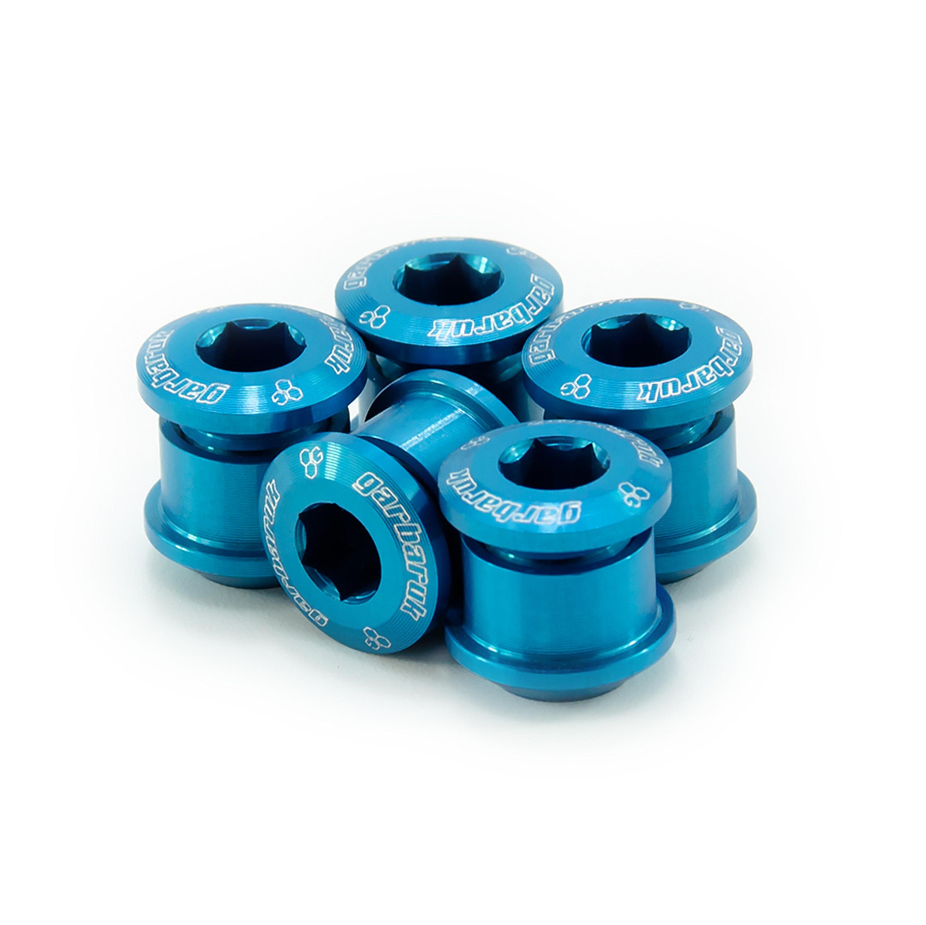Garbaruk chainring bolts set M8 x 0.75, blue, precision CNC-machined for lightweight strength and secure chainring fit