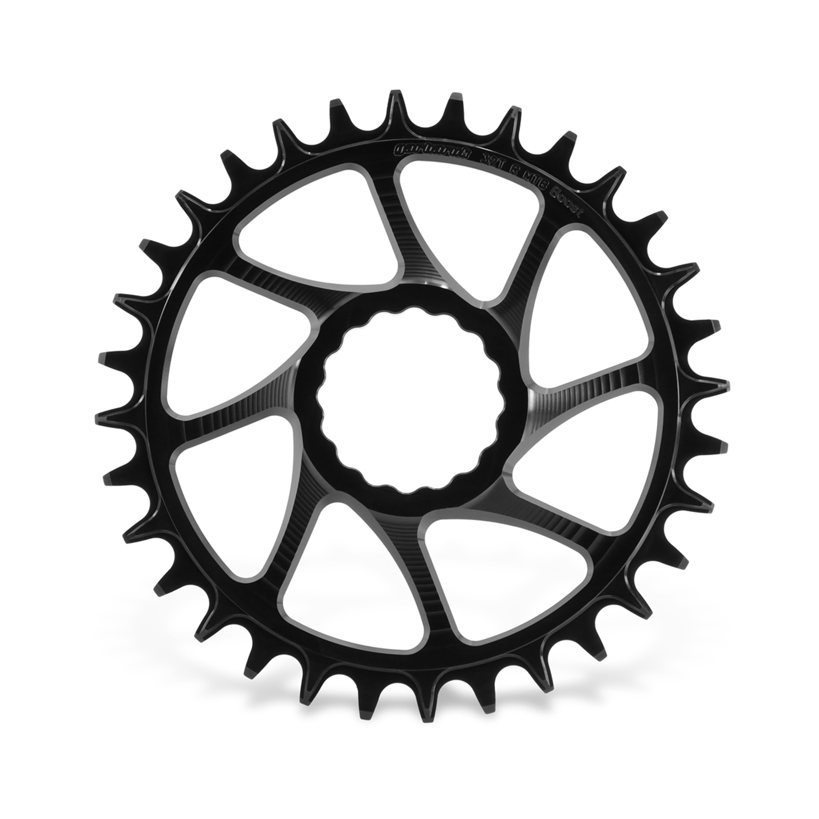 Garbaruk direct-mount MTB chainring for Race Face Cinch Boost in black, 32T, CNC-machined with unique tooth profiling for optimal chain retention