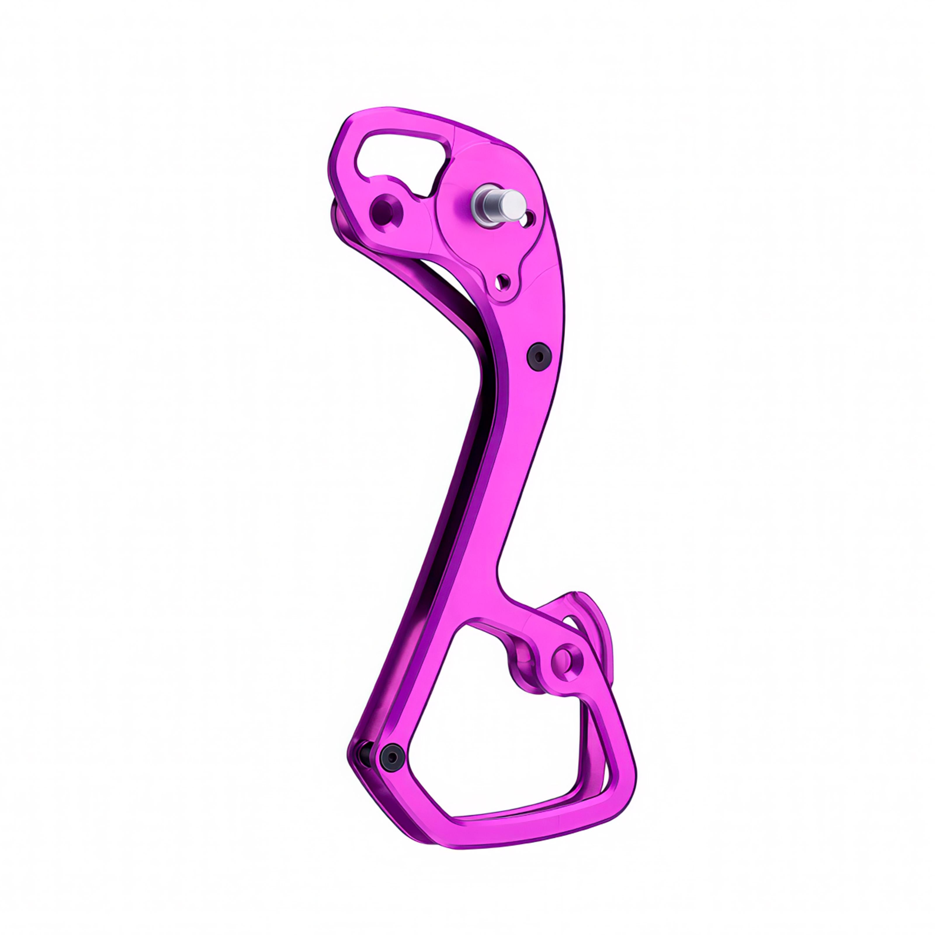 Garbaruk rear derailleur cage for Shimano GRX 11-speed, shown in violet, CNC-machined for improved range and lightweight performance