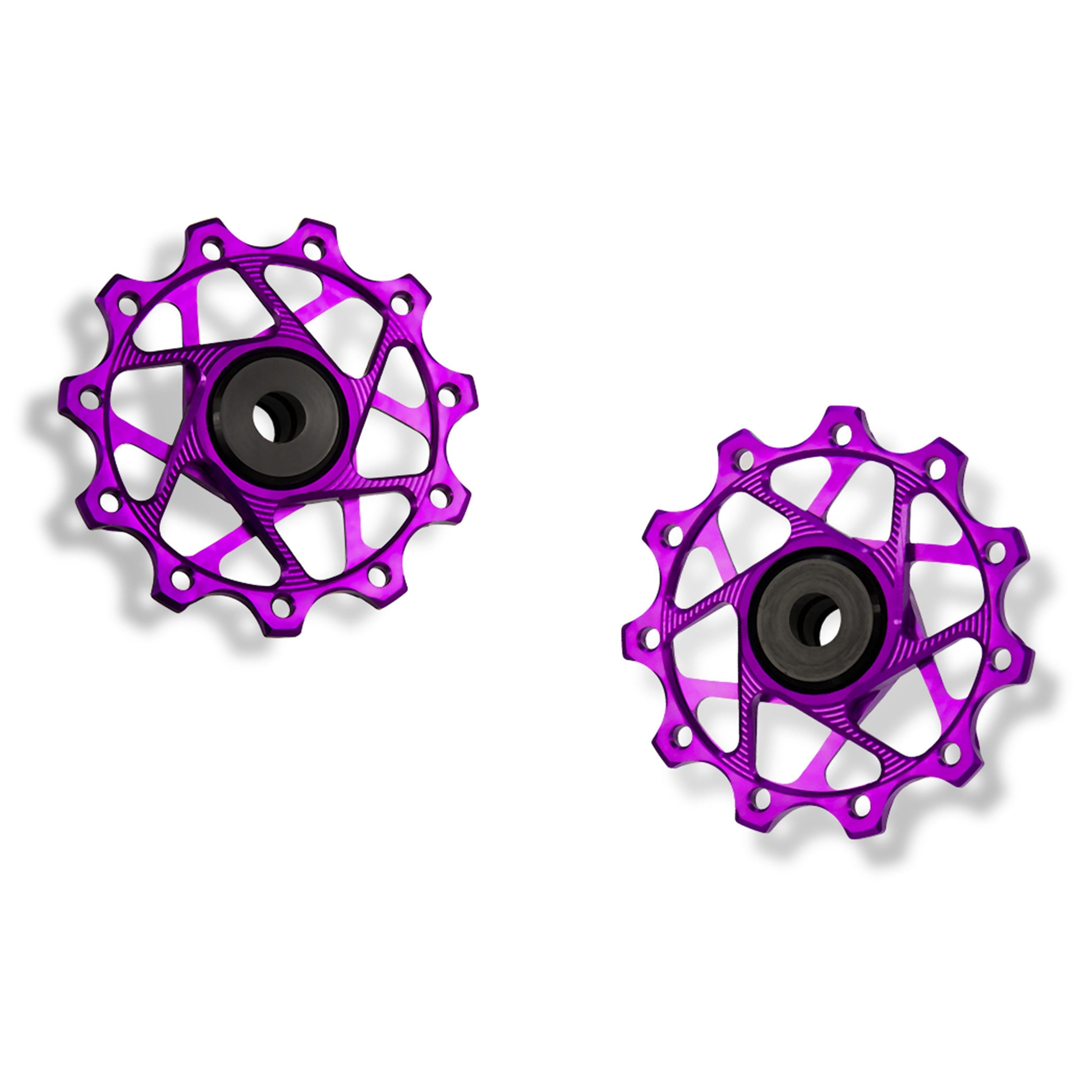 Garbaruk rear derailleur pulleys for Shimano, violet, 11T + 11T tooth combination, CNC-machined lightweight alloy for smooth 11-speed shifting