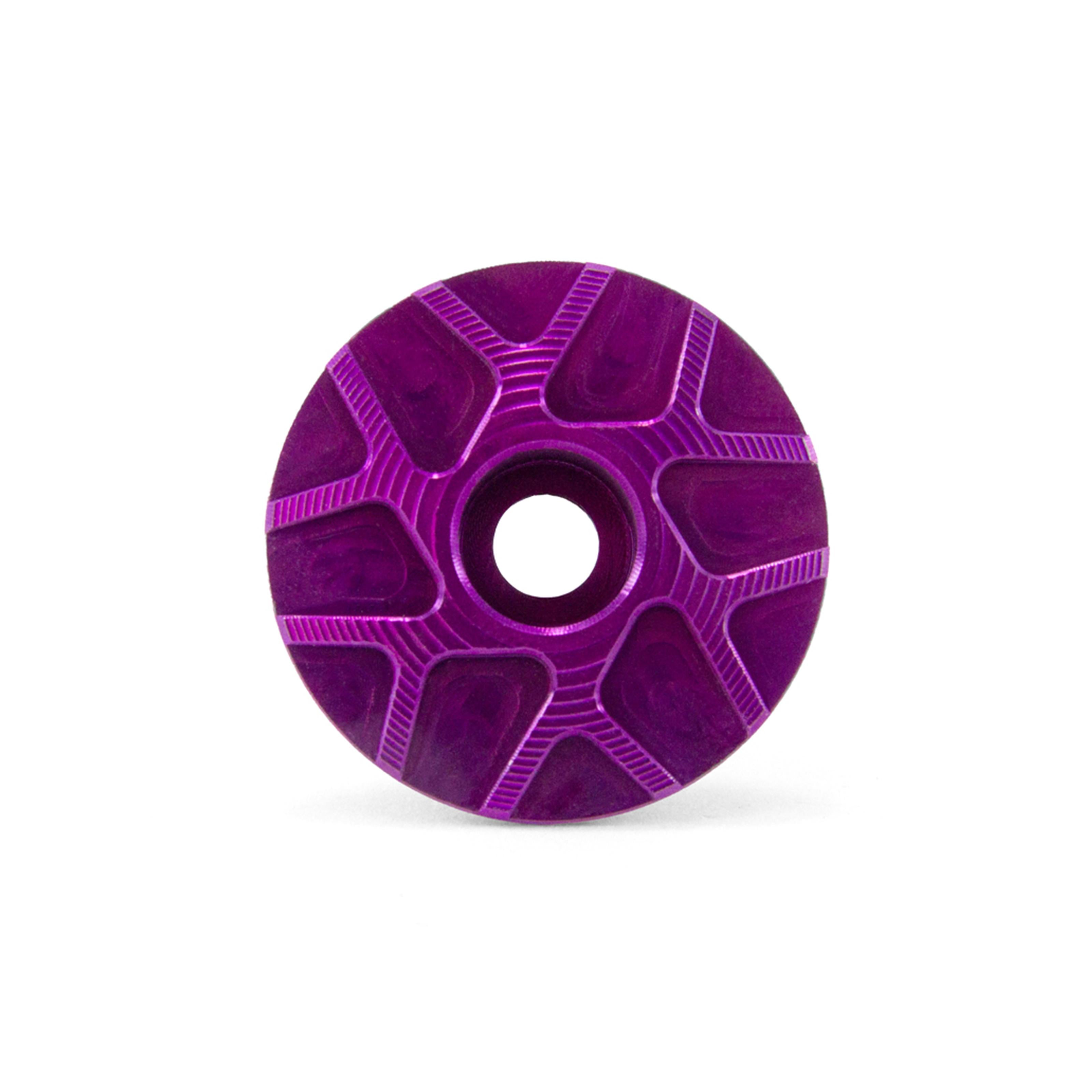 Garbaruk top cap in violet, showcasing CNC-machined detailing and precision-engineered finish