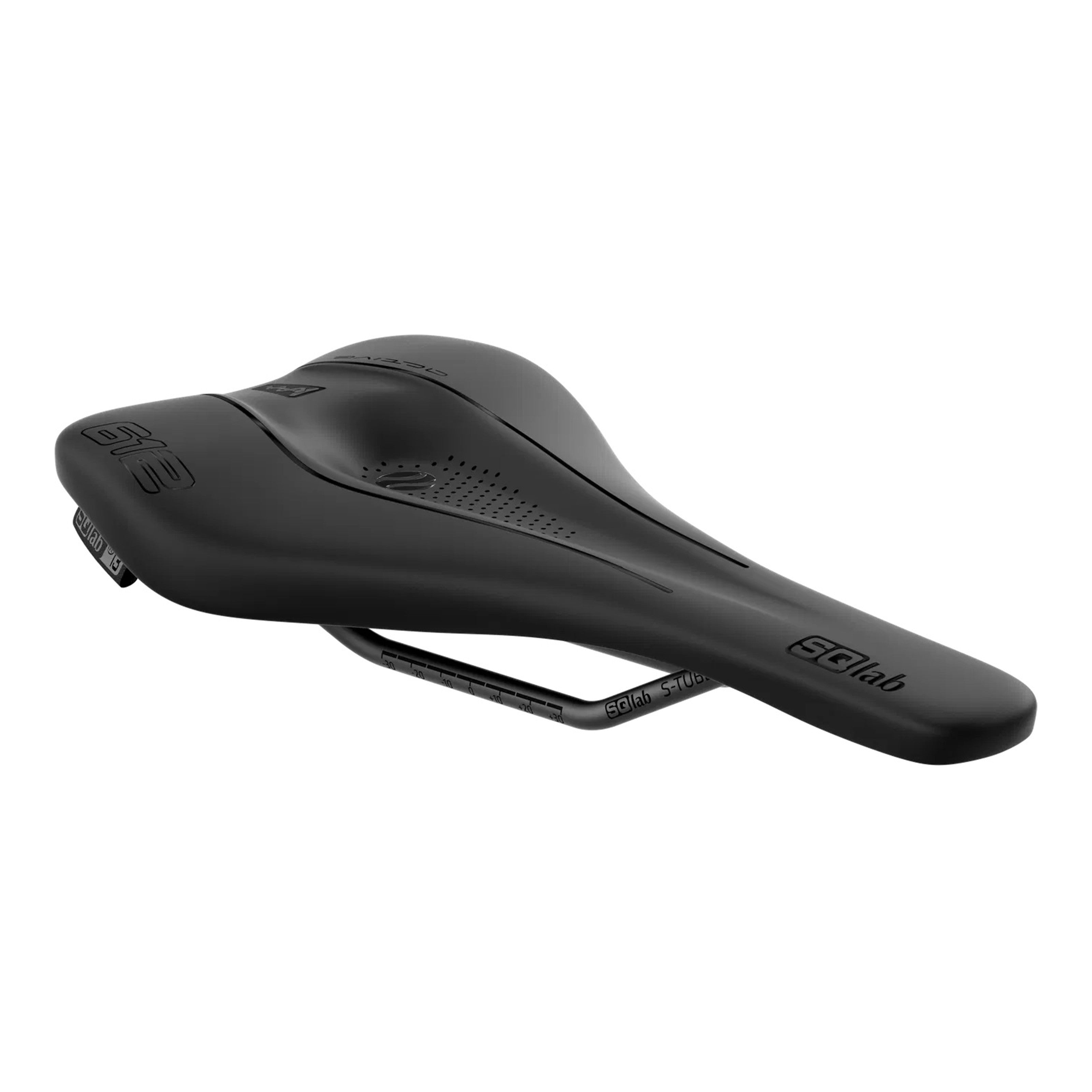 SQLab 612 Ergowave Active 2.1 saddle, angled view showing sleek waved shape and low-profile nose