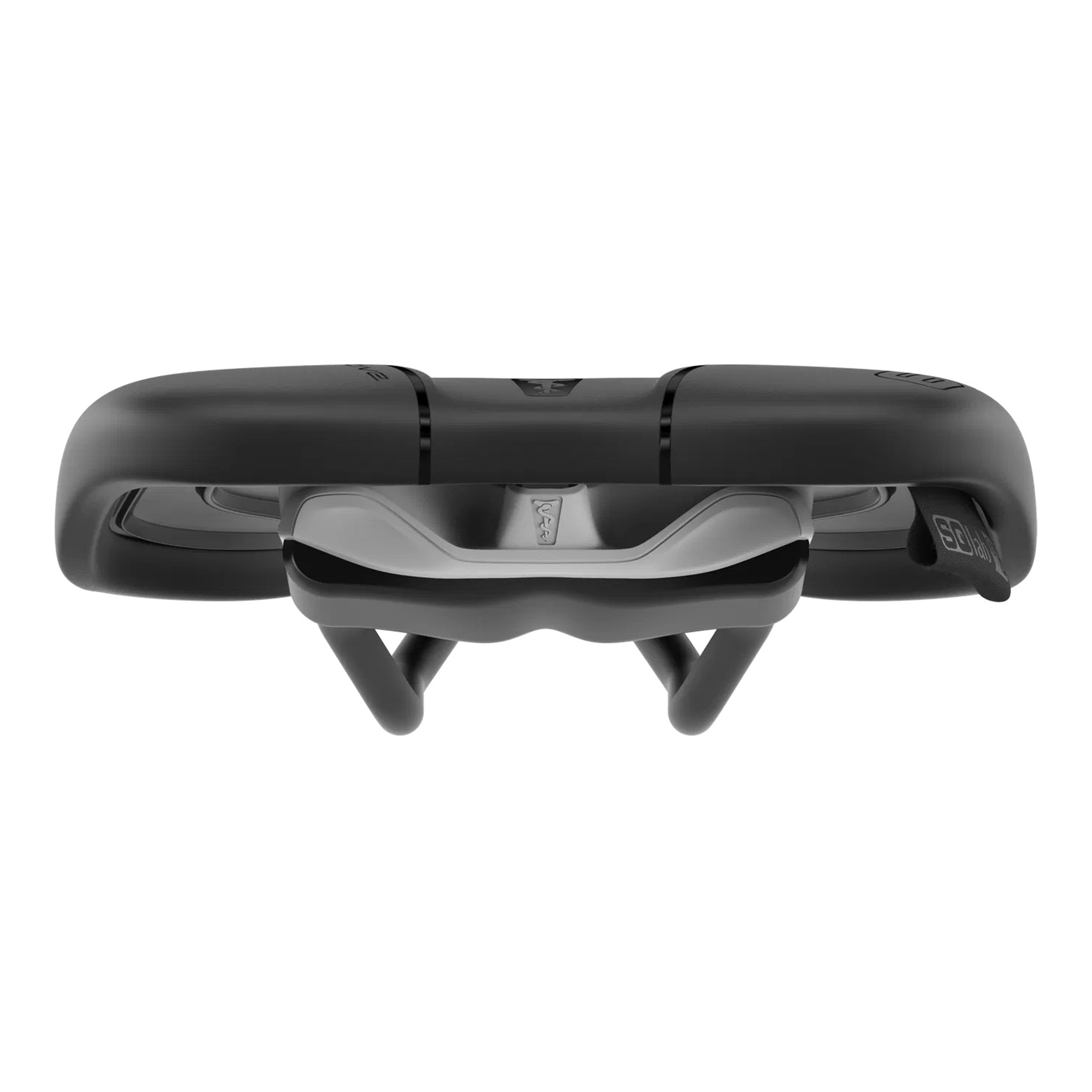 Rear view of SQLab 612 Ergowave Active 2.1 saddle showing raised tail design and supportive sitbone area