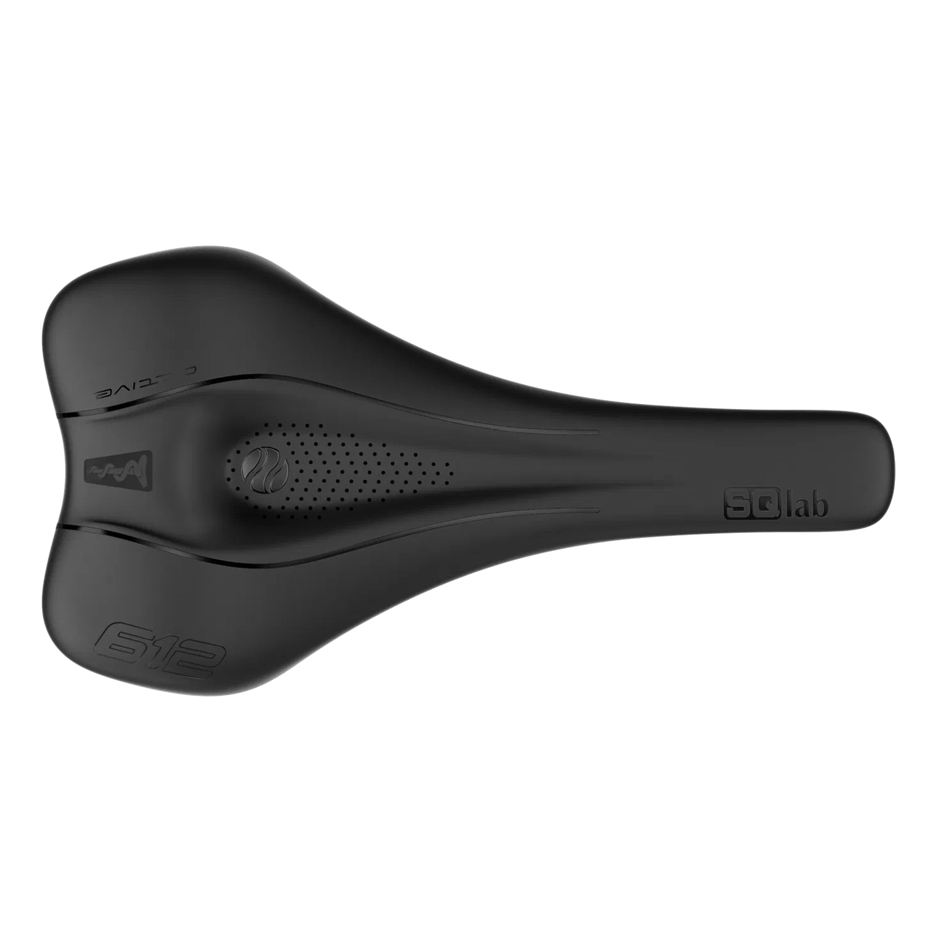 Top view of SQLab 612 Ergowave Active 2.1 saddle with central relief channel and race-ready shape