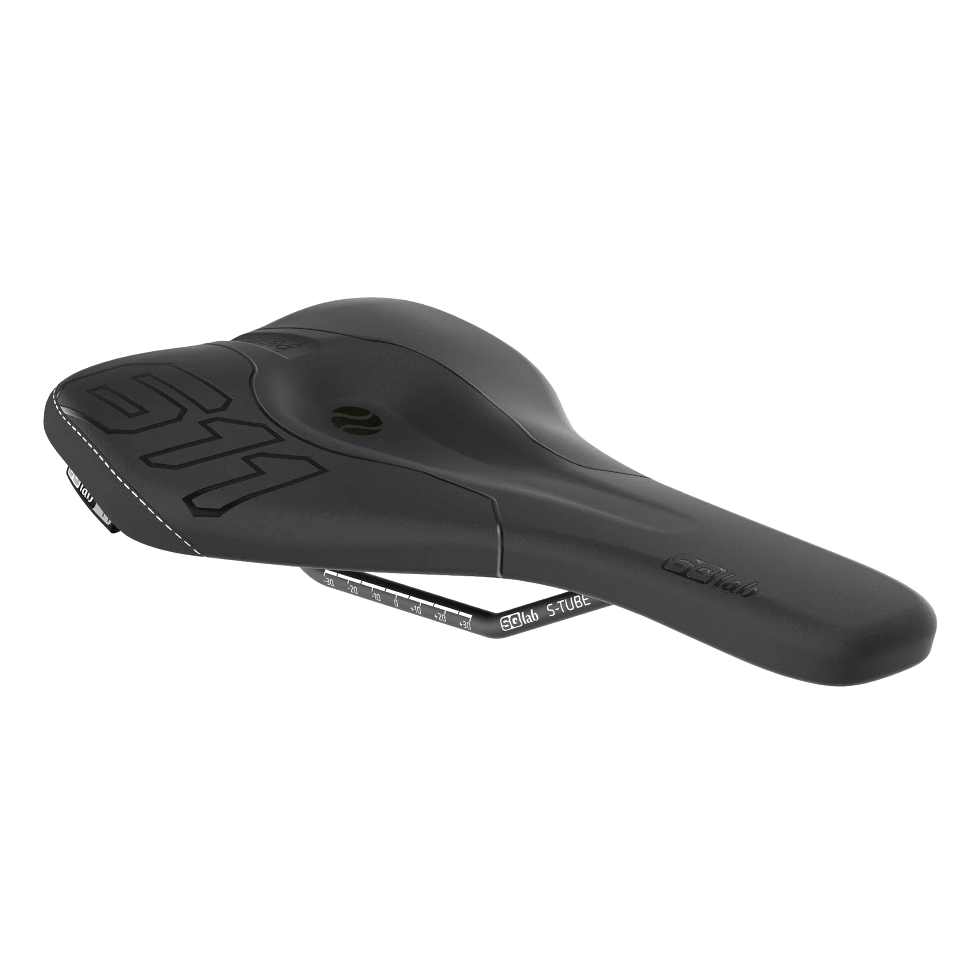 SQLab 611 Ergowave saddle, angled view showing waved shape and stepped design for off-road performance