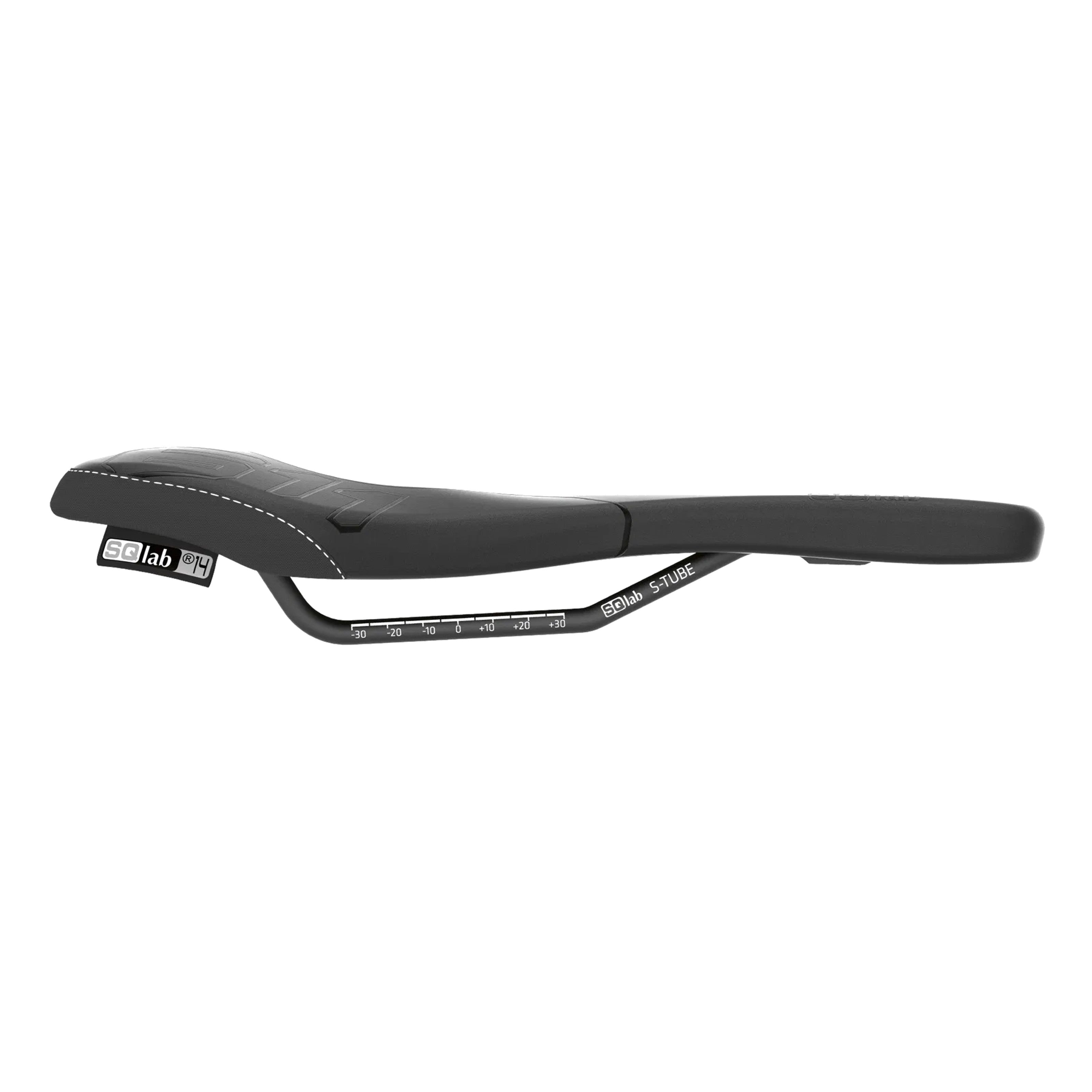 Side view of SQLab 611 Ergowave saddle highlighting stepped profile and rear support zone