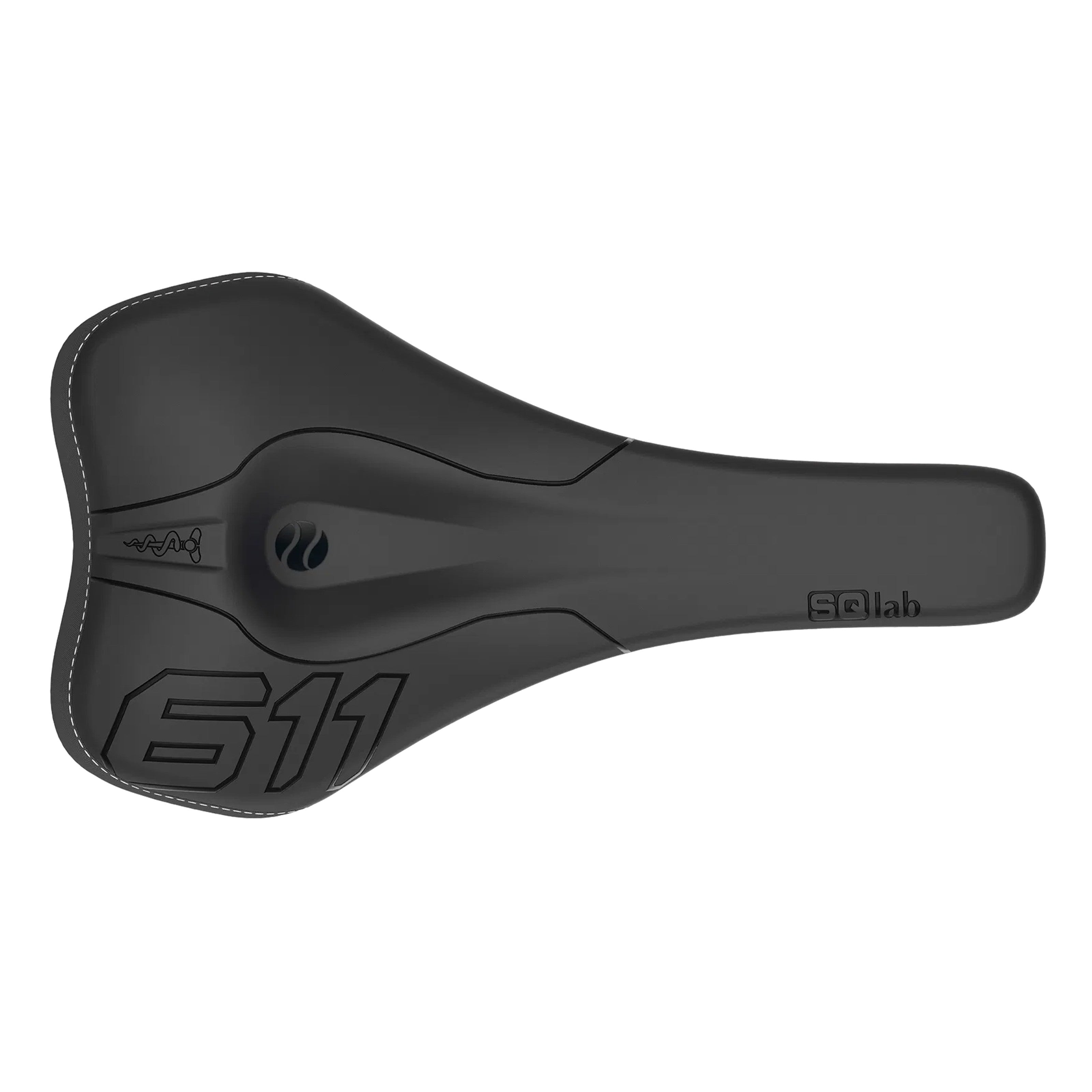 Top view of SQLab 611 Ergowave saddle with central relief channel and ergonomic shape