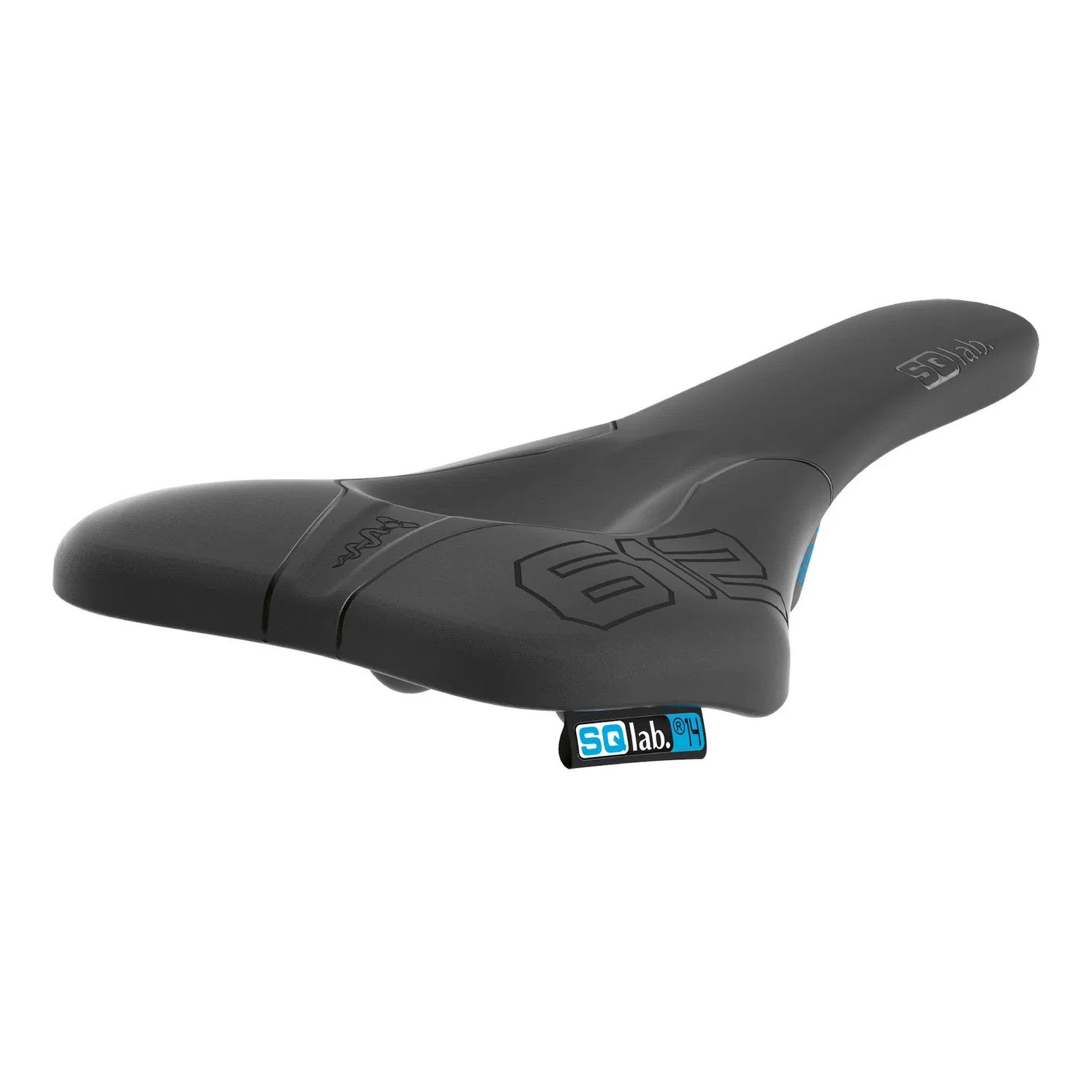 SQLab 612 Ergowave saddle, angled rear view showing supportive waved shape and ergonomic design