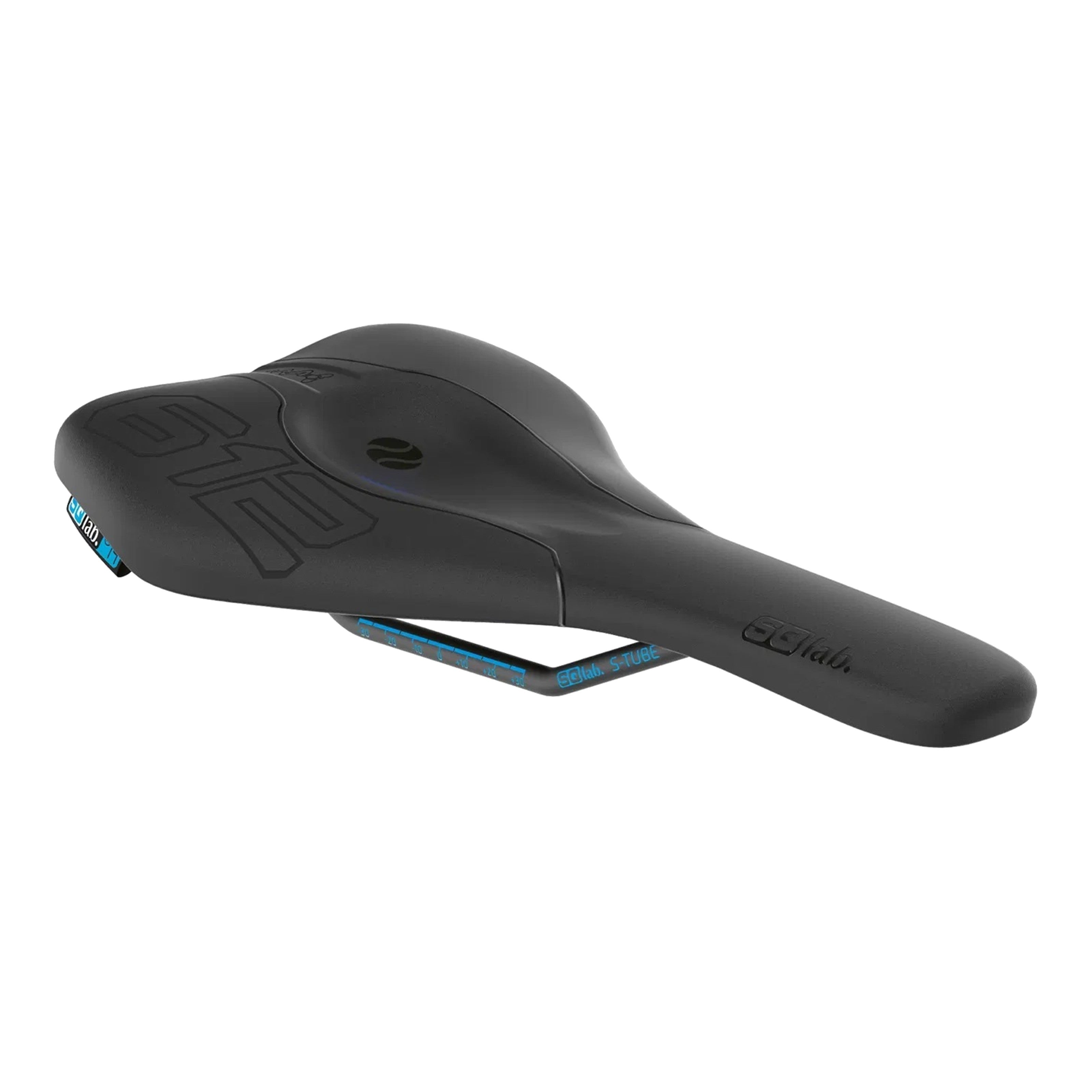 SQLab 612 Ergowave saddle, angled view showing supportive waved shape and pressure-relief dip