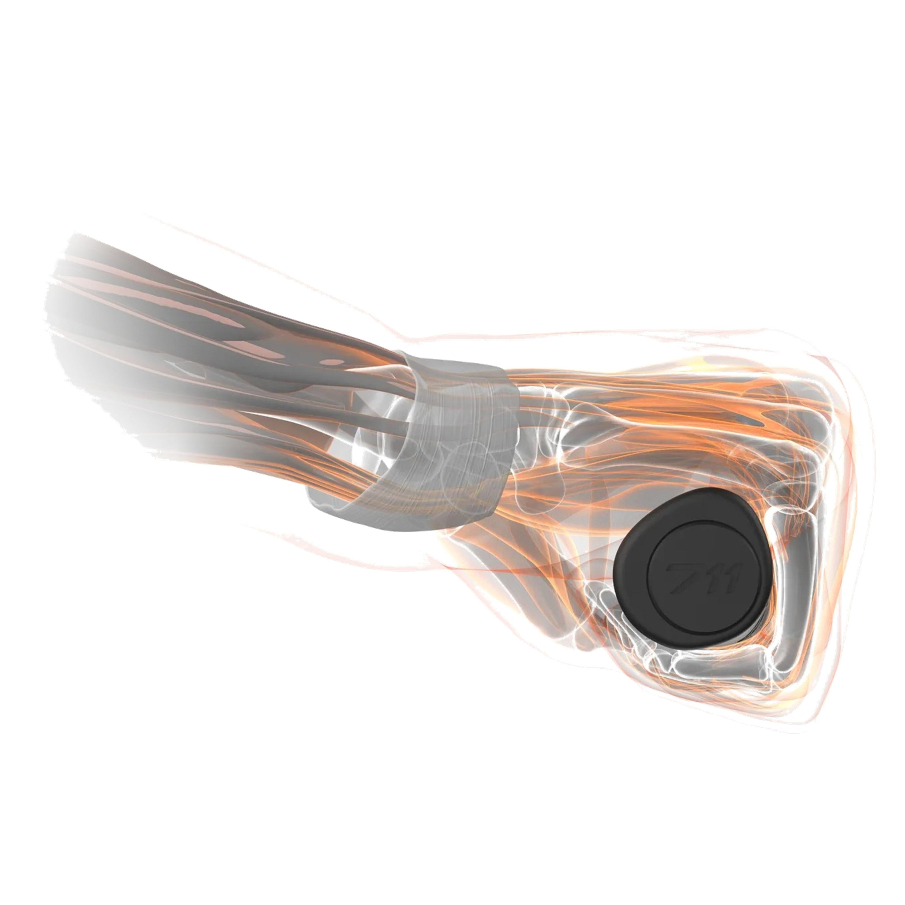 Illustrated rider hand on SQLab 711 grip, demonstrating ergonomic contouring for trail control and comfort
