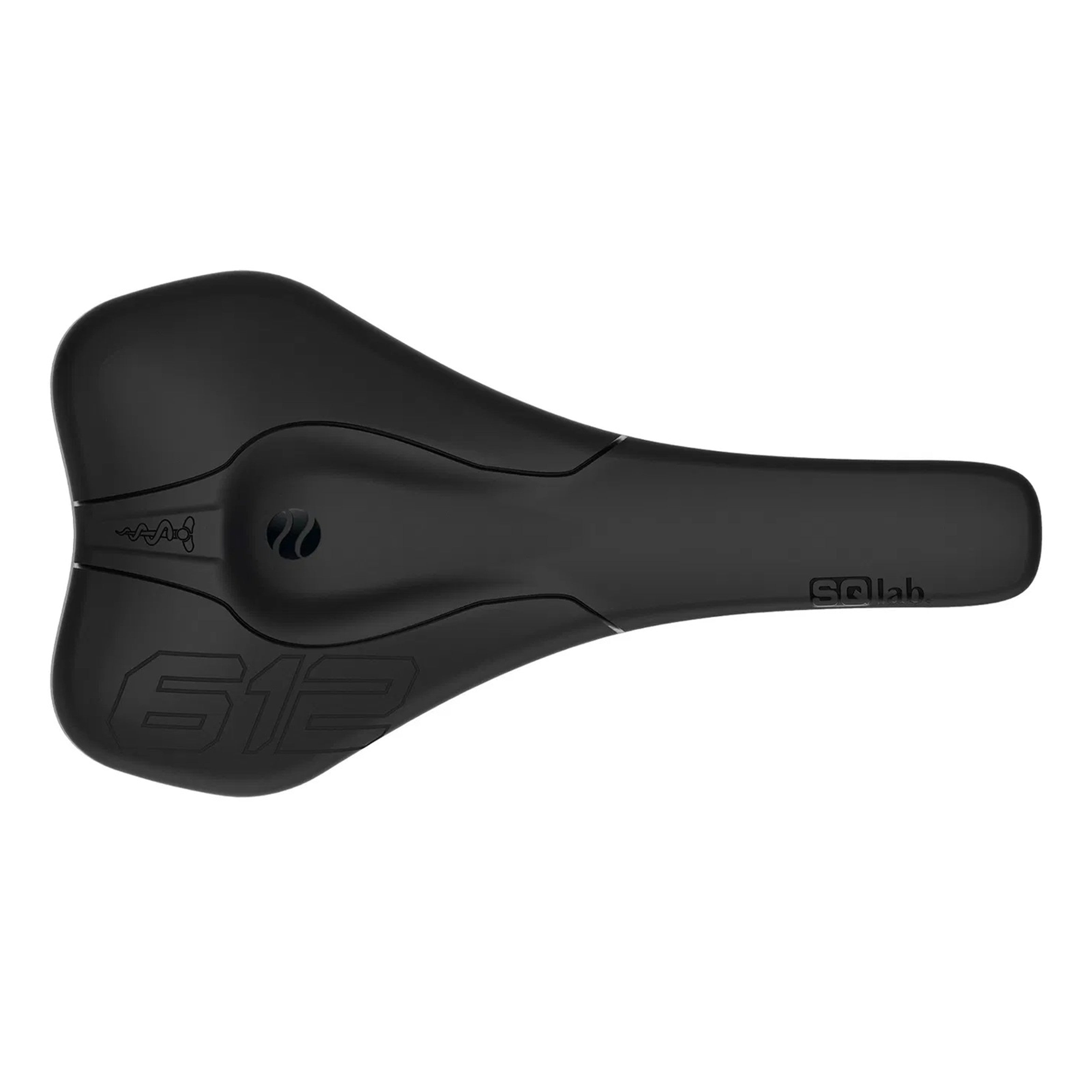 Top view of SQLab 612 Ergowave saddle with ergonomic contouring and central relief zone