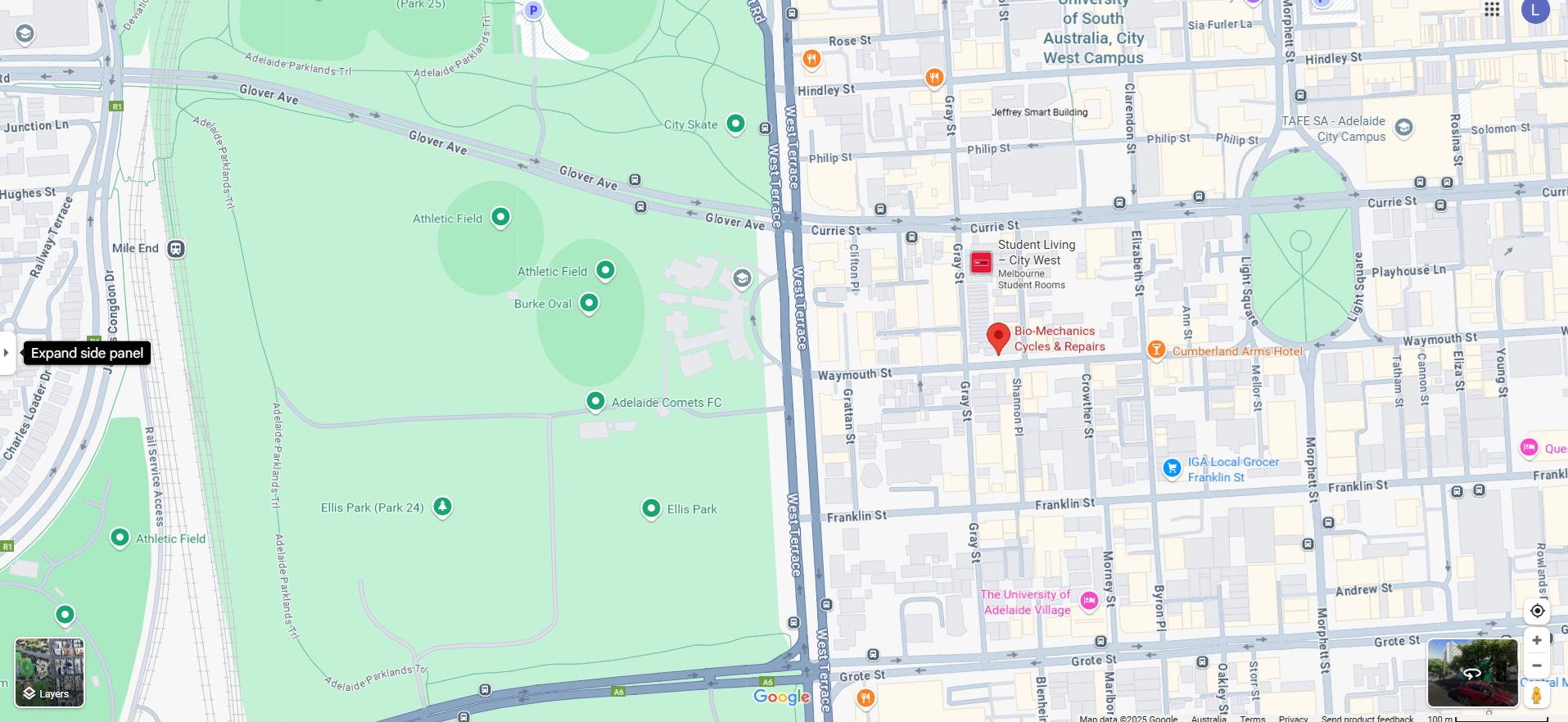 A Google Map image showing the location of Bio-Mechanics Cycles & Repairs.
