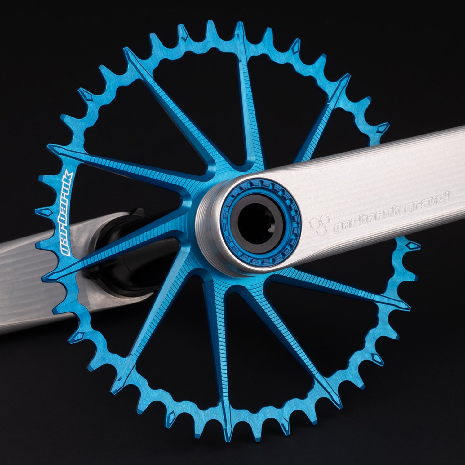 Garbaruk DM Road/Gravel chainring in blue, designed for Garbaruk&