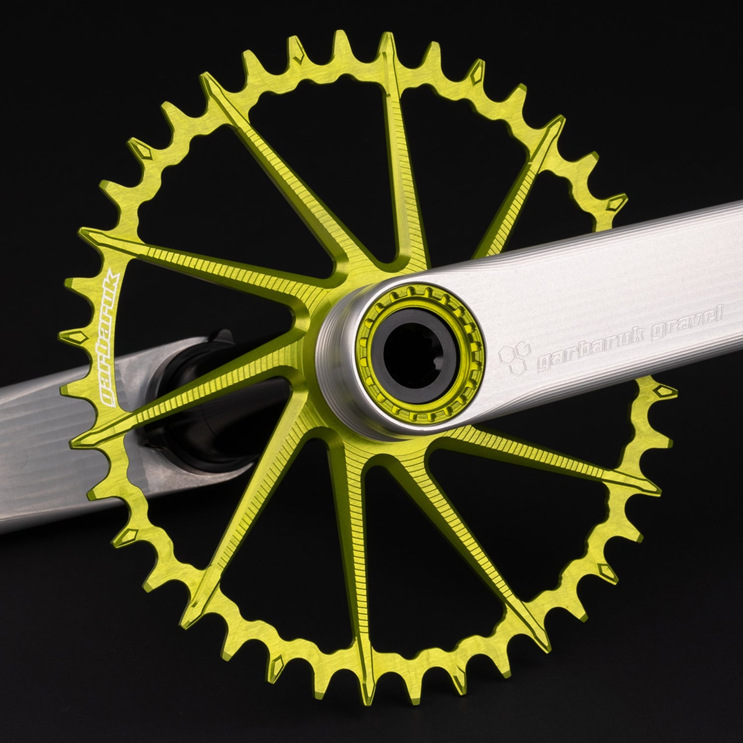 Garbaruk DM Road/Gravel chainring in green, designed for Garbaruk&