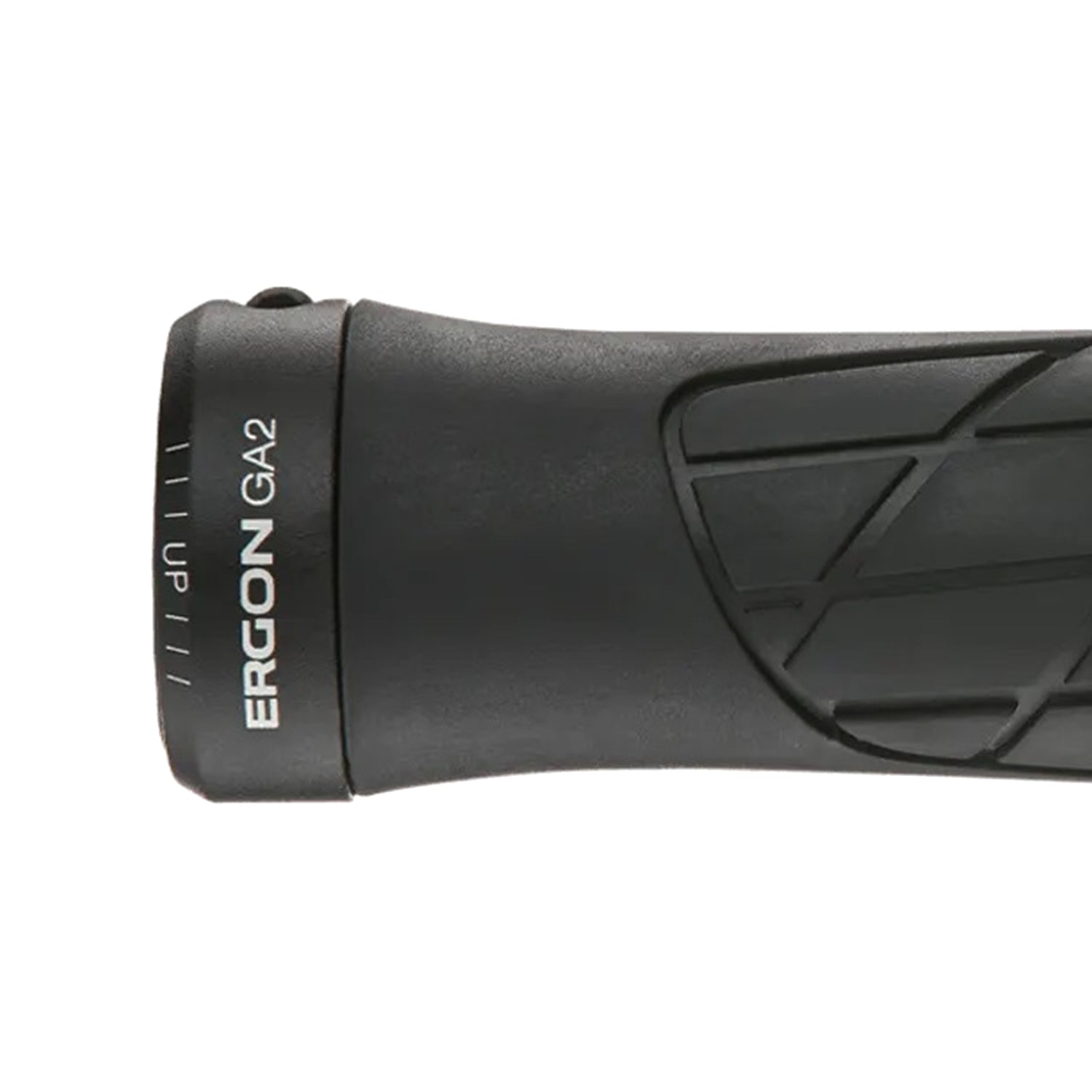 Close up detail of Ergon GA2 grip end.