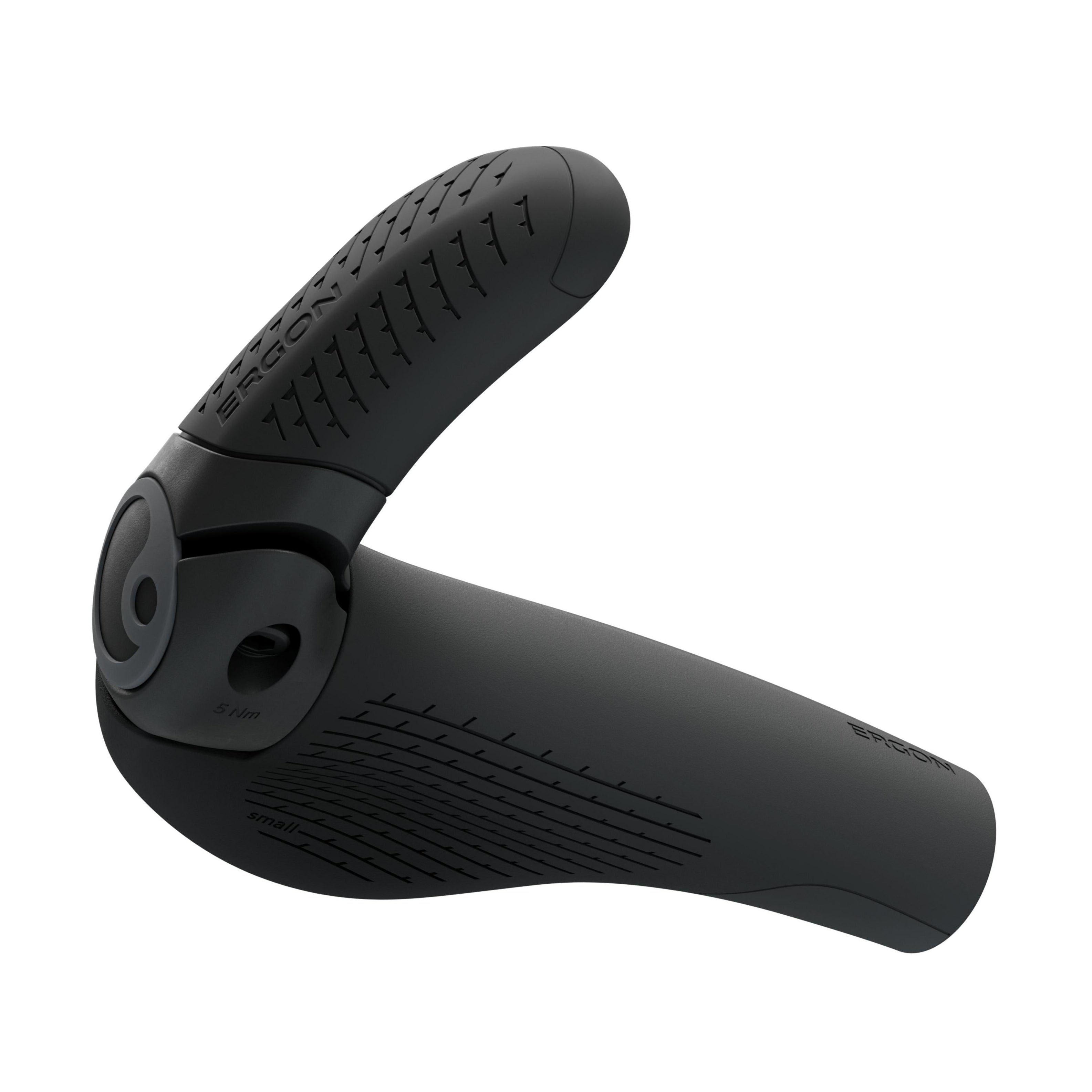 Underneath view of Ergon GP3 Evo grip showing wing support and bar end design