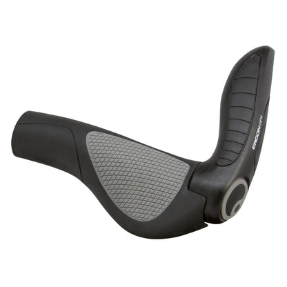 Angled view of Ergon GP4 grip showing full-size bar end and ergonomic wing