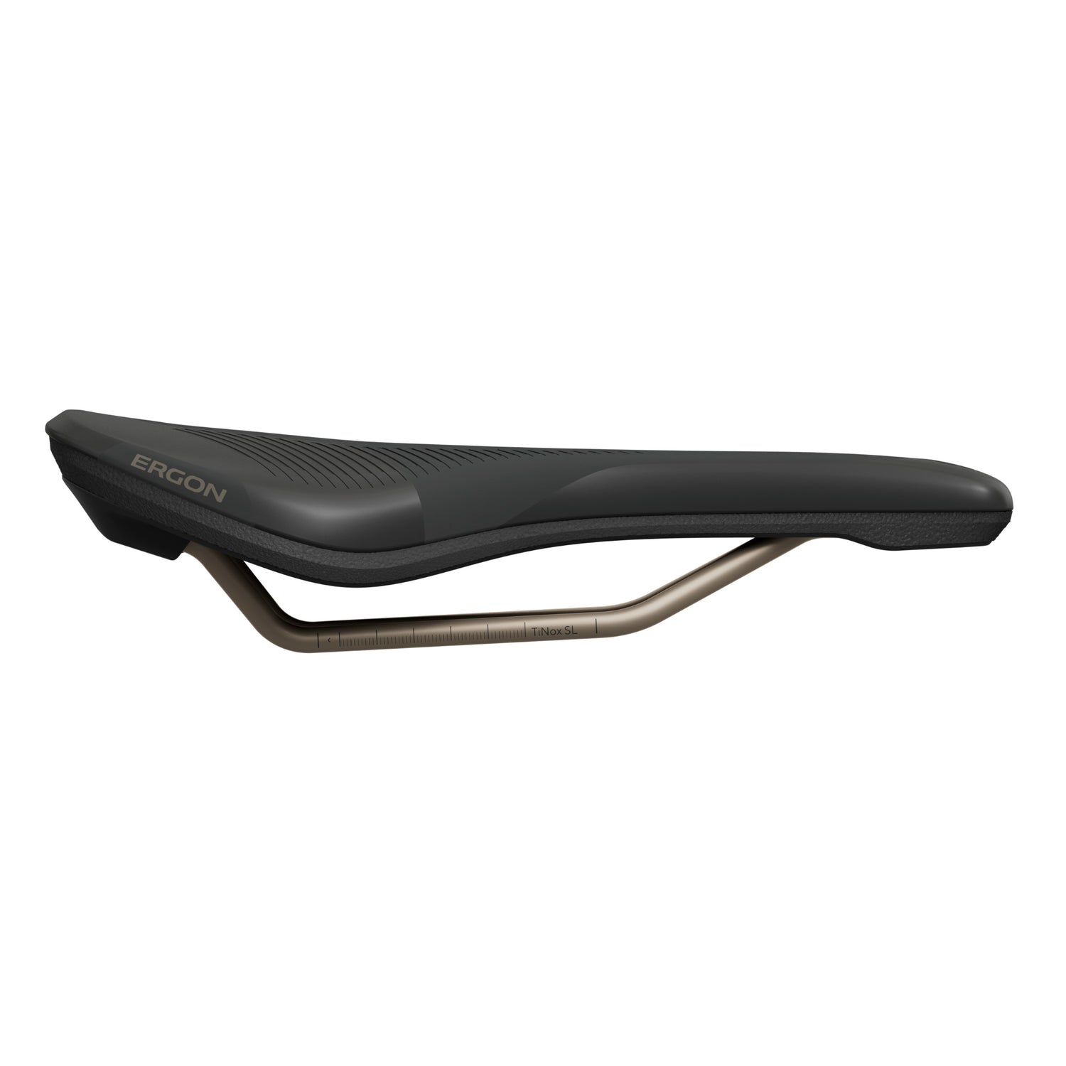 Ergon SR Allroad Men’s saddle, side profile highlighting saddle curvature and padding profile