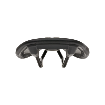 Rear view of the Ergon SR Pro Men’s saddle showing the contoured shape and raised tail design