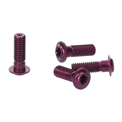 Extralite Extrabolt 12.1 M5 x 15mm aluminum bolt set showing four purple anodized bolts with flat T20 Torx heads
