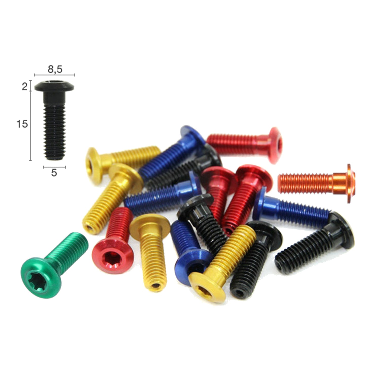 Extralite Extrabolt 12.1 bolt sets available in different coloured anodized finishes