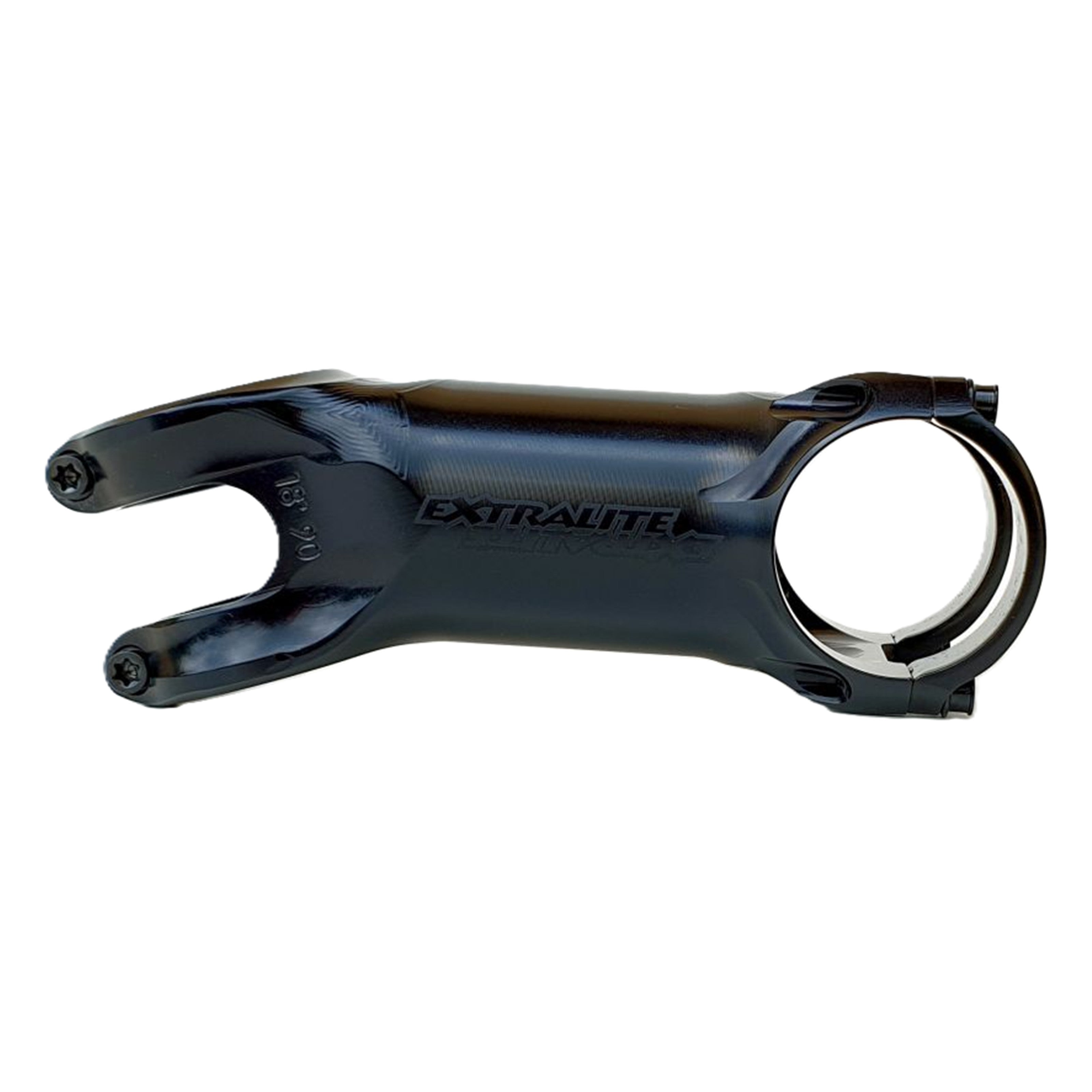 Side profile of Extralite HyperStem ±6° showing hollow CNC-machined construction and 31.8mm handlebar clamp