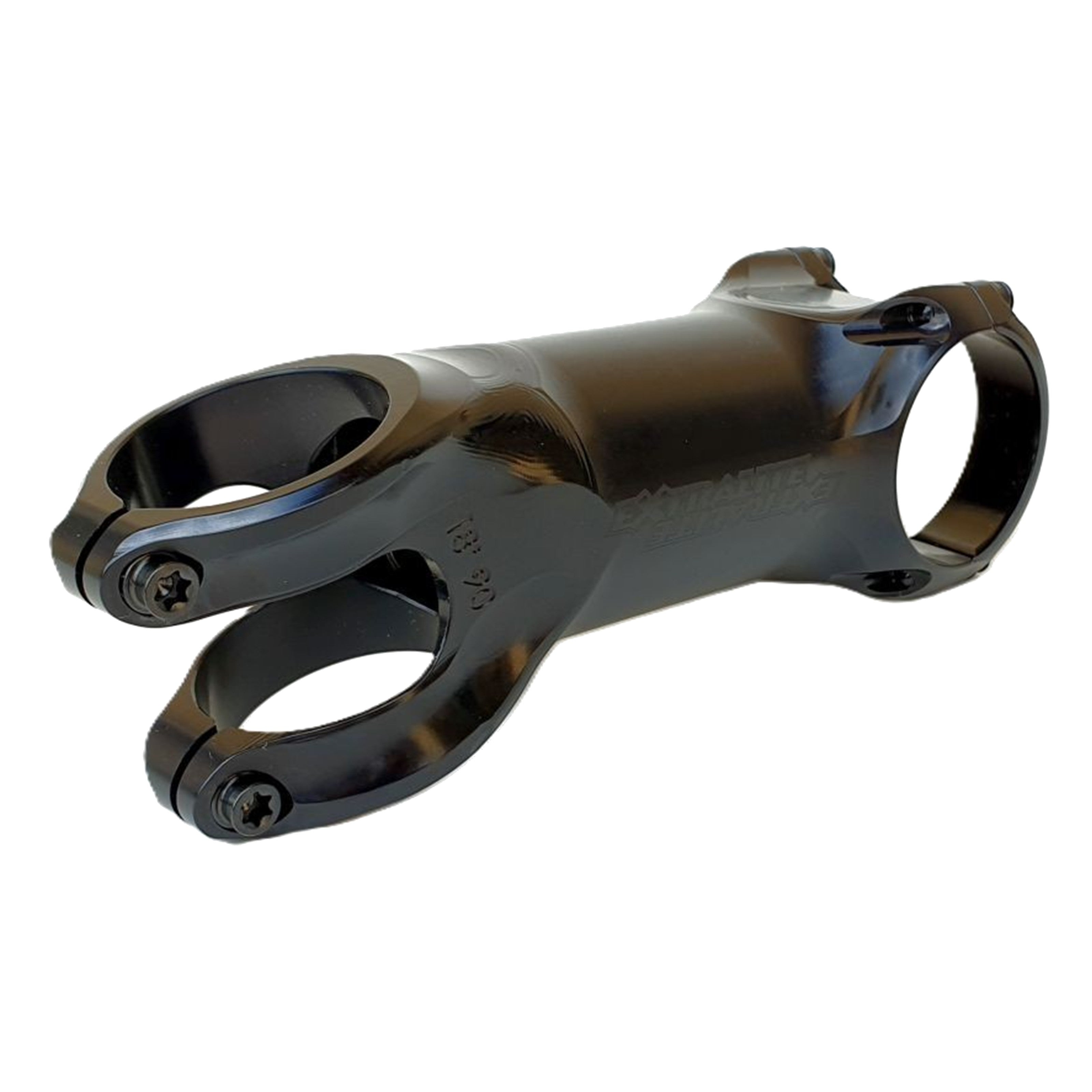 Angled profile of Extralite HyperStem ±6° showing hollow CNC-machined construction and 31.8mm handlebar clamp