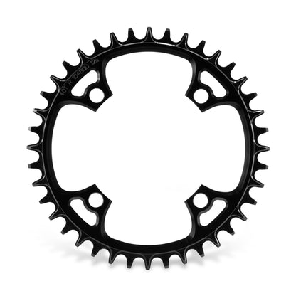 Garbaruk 104 BCD chainring in black, size 40T, showing precision CNC-machined teeth and smooth, anodised finish