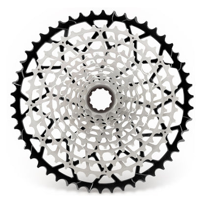 Garbaruk 11-speed SRAM XD freehub cassette in black, studio shot highlighting the precise tooth design and anodised finish