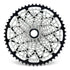 Garbaruk 12sp Shimano Microspline cassette in black, highlighting the CNC-machined monoblock construction and unique tooth profiling